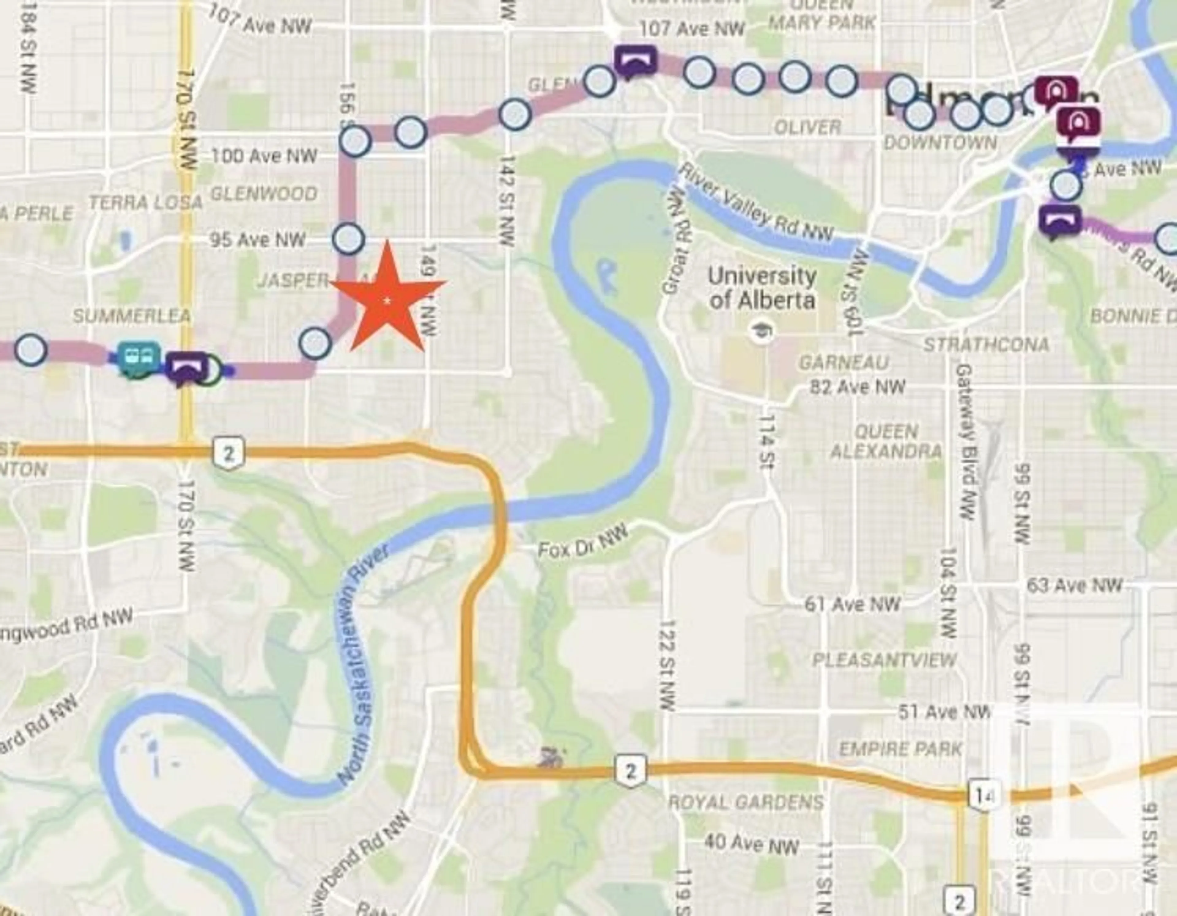 Picture of a map for NW - 9106 153 ST, Edmonton Alberta T5R1P6