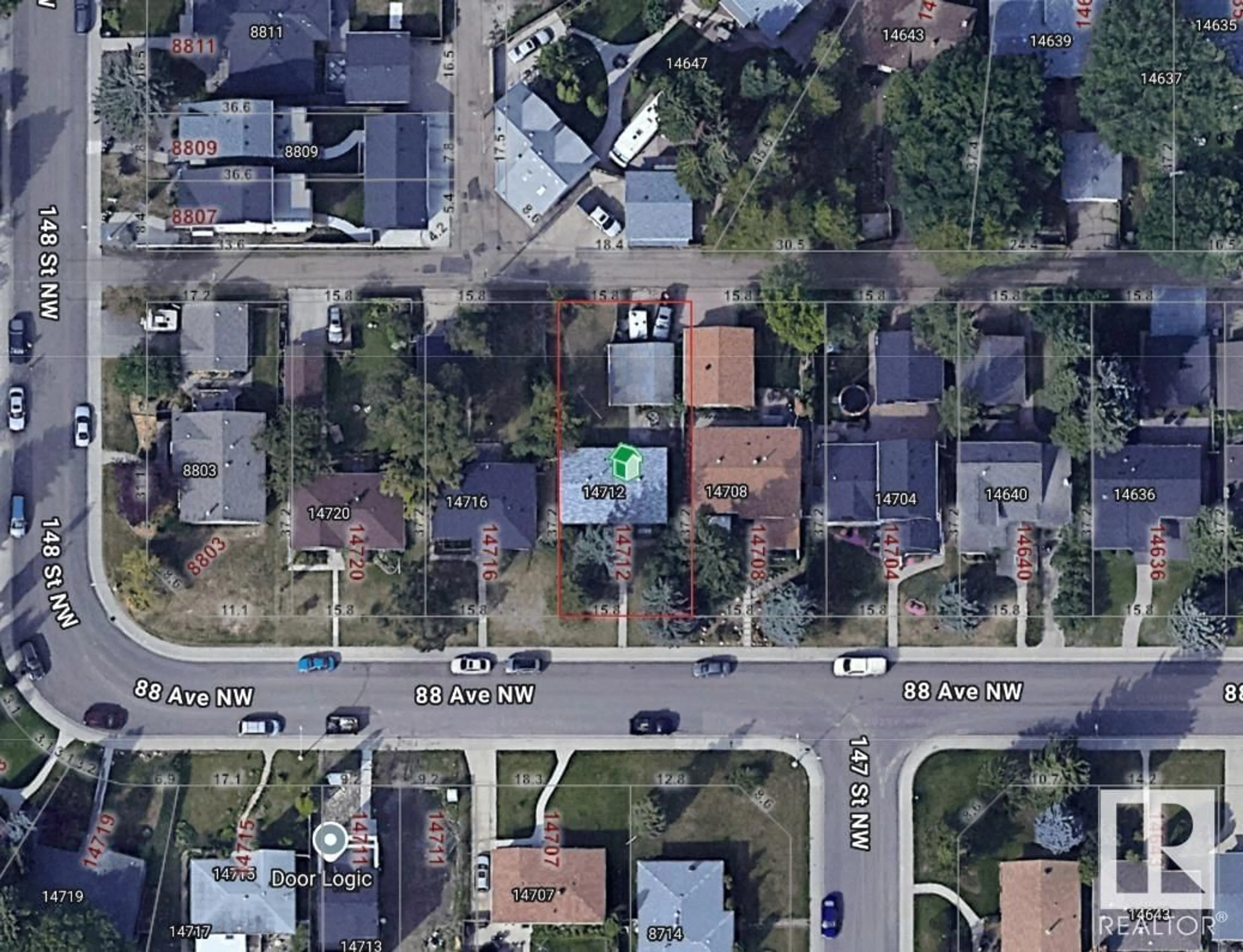 A pic from outside/outdoor area/front of a property/back of a property/a pic from drone, street for 14712 88 AV, Edmonton Alberta T5R4J8