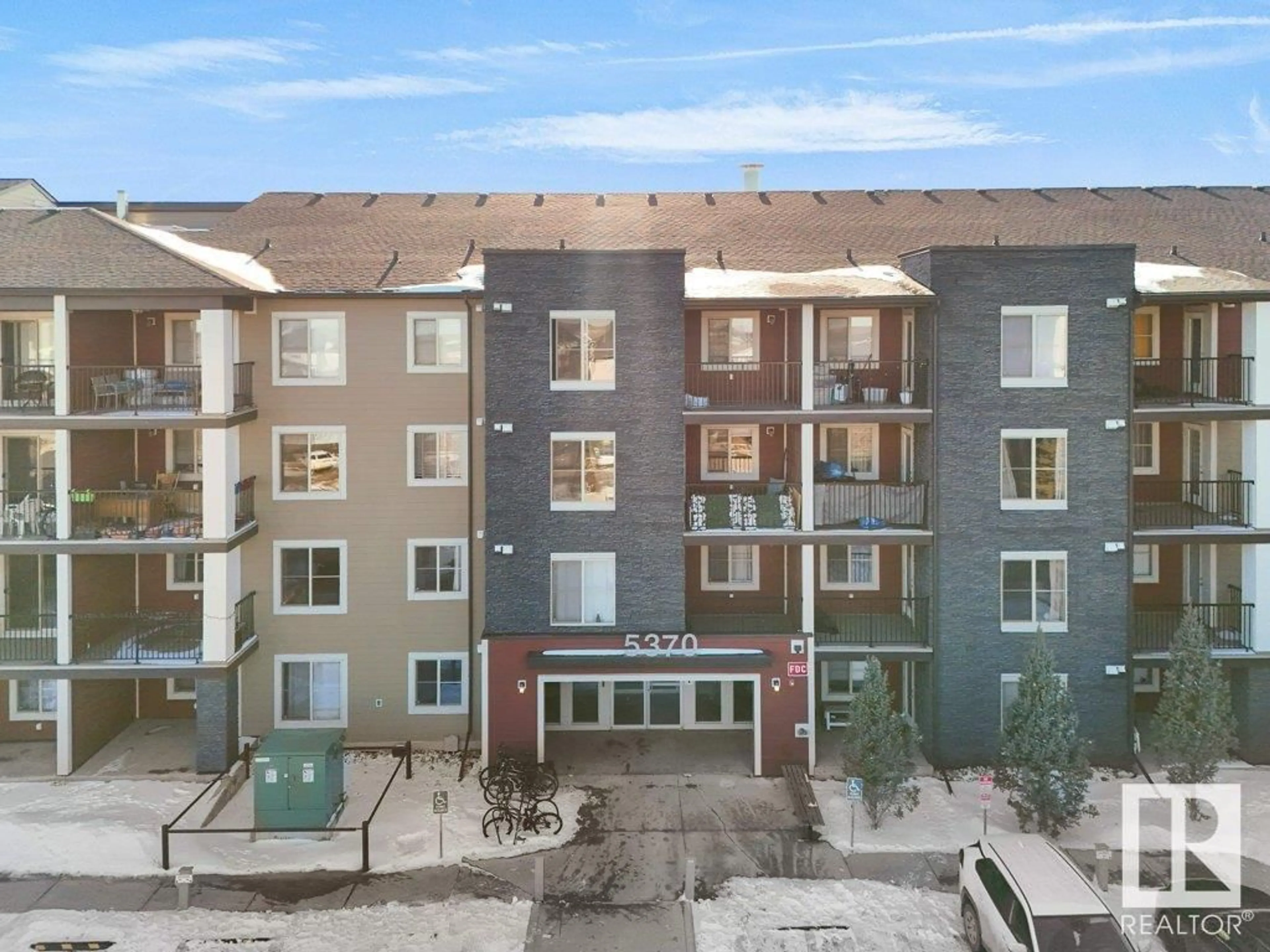 A pic from outside/outdoor area/front of a property/back of a property/a pic from drone, building for #321 - 5370 CHAPPELLE RD, Edmonton Alberta T6W3L5