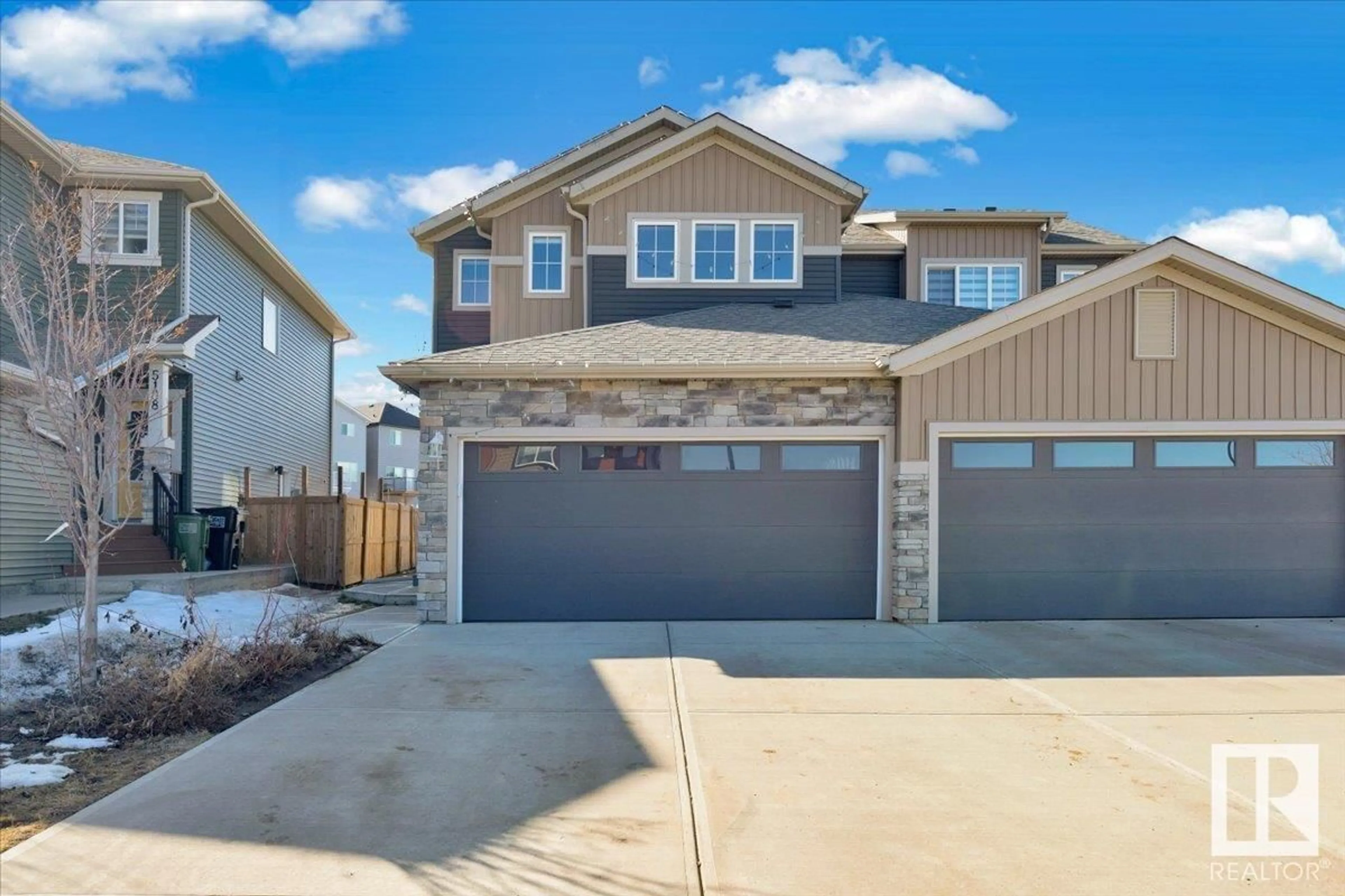 Home with vinyl exterior material, street for 5106 LARK CR, Edmonton Alberta T5S0N9