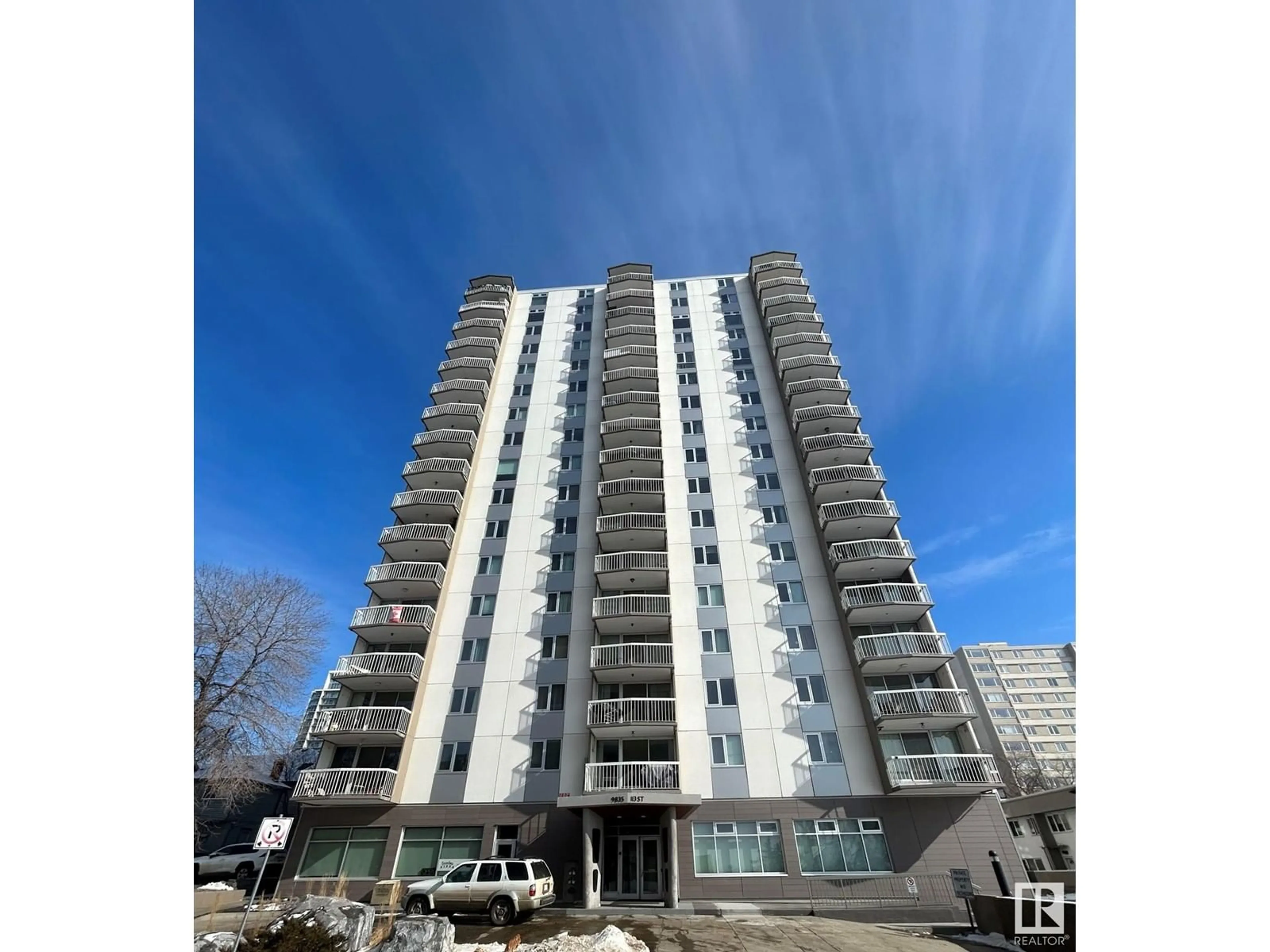 A pic from outside/outdoor area/front of a property/back of a property/a pic from drone, building for 9835 - 1801 113 ST NW, Edmonton Alberta T5K1N4