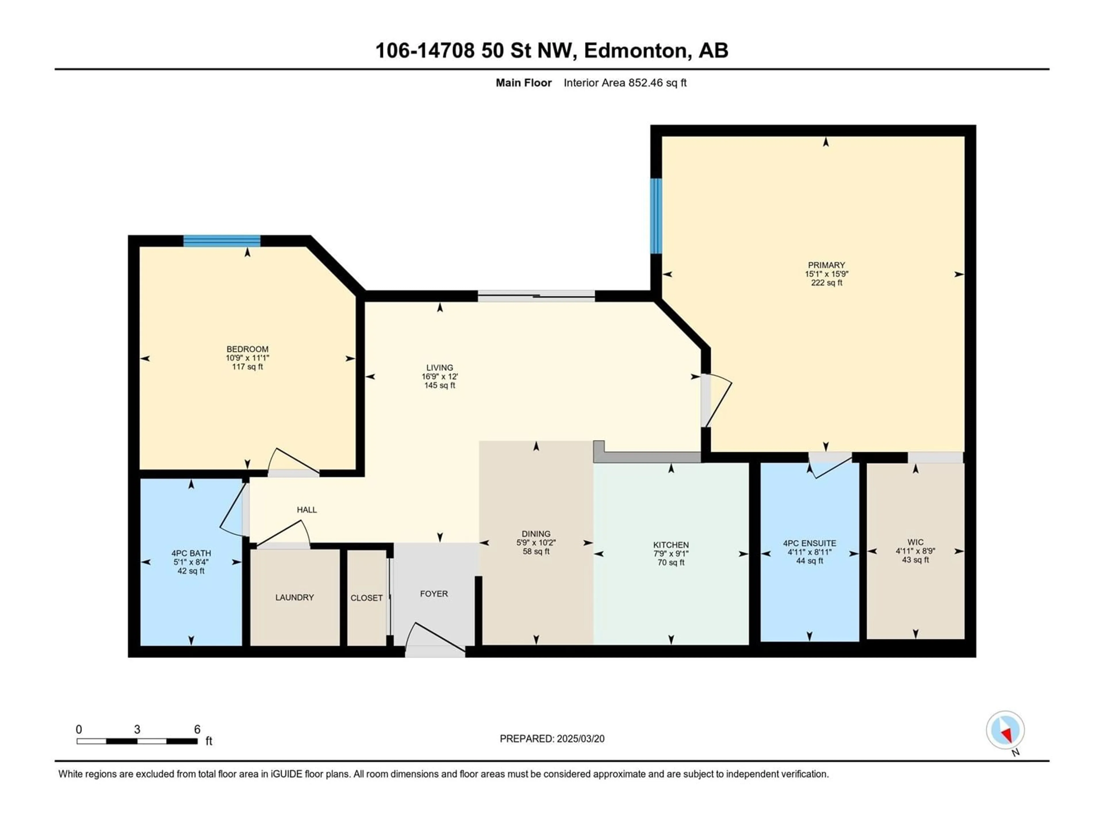 Floor plan for 106 14708 50 ST NW, Edmonton Alberta T5A5G9