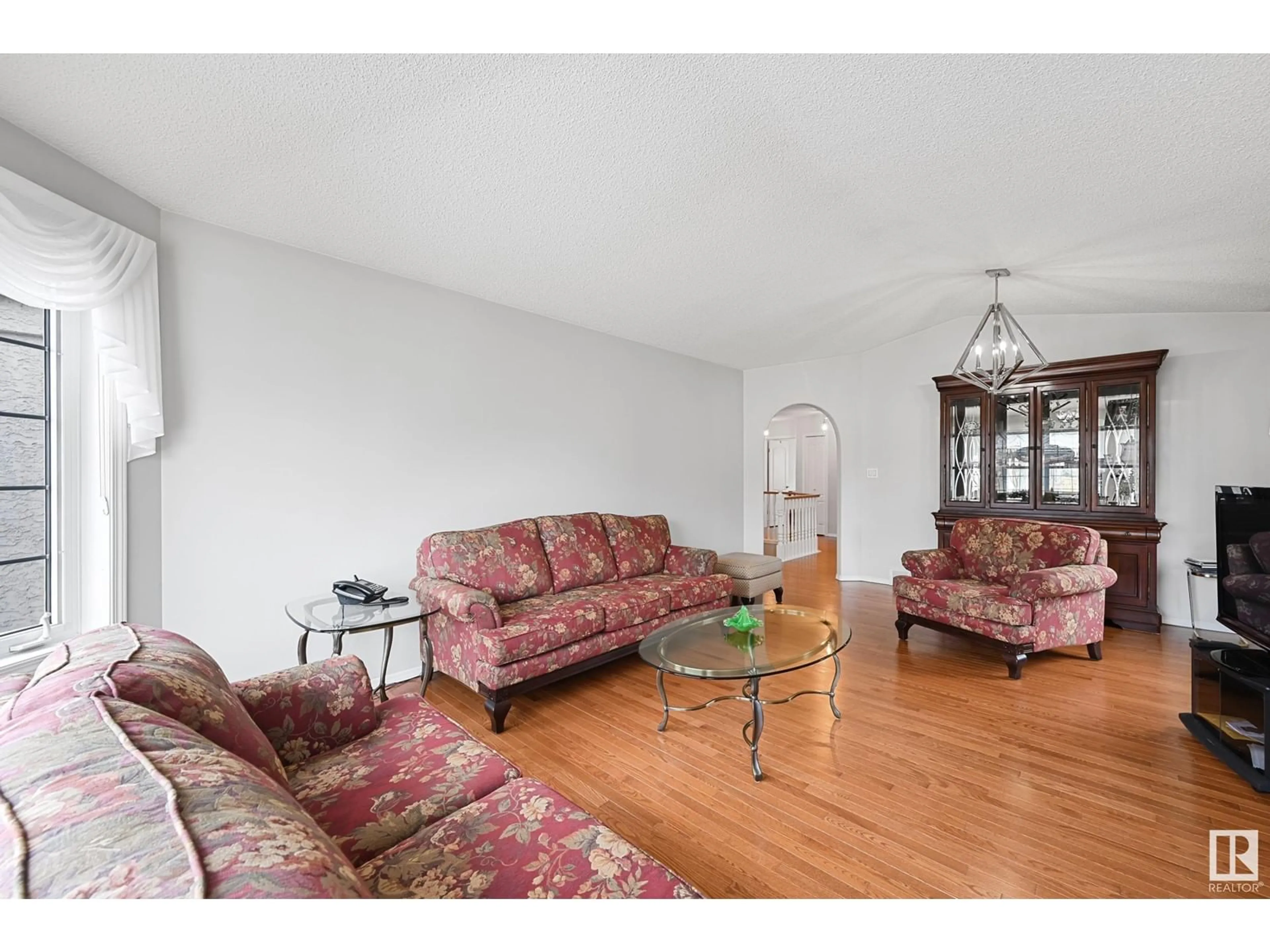 Living room with furniture, wood/laminate floor for 215 - 128 BLACKBURN DR, Edmonton Alberta T6W1B9