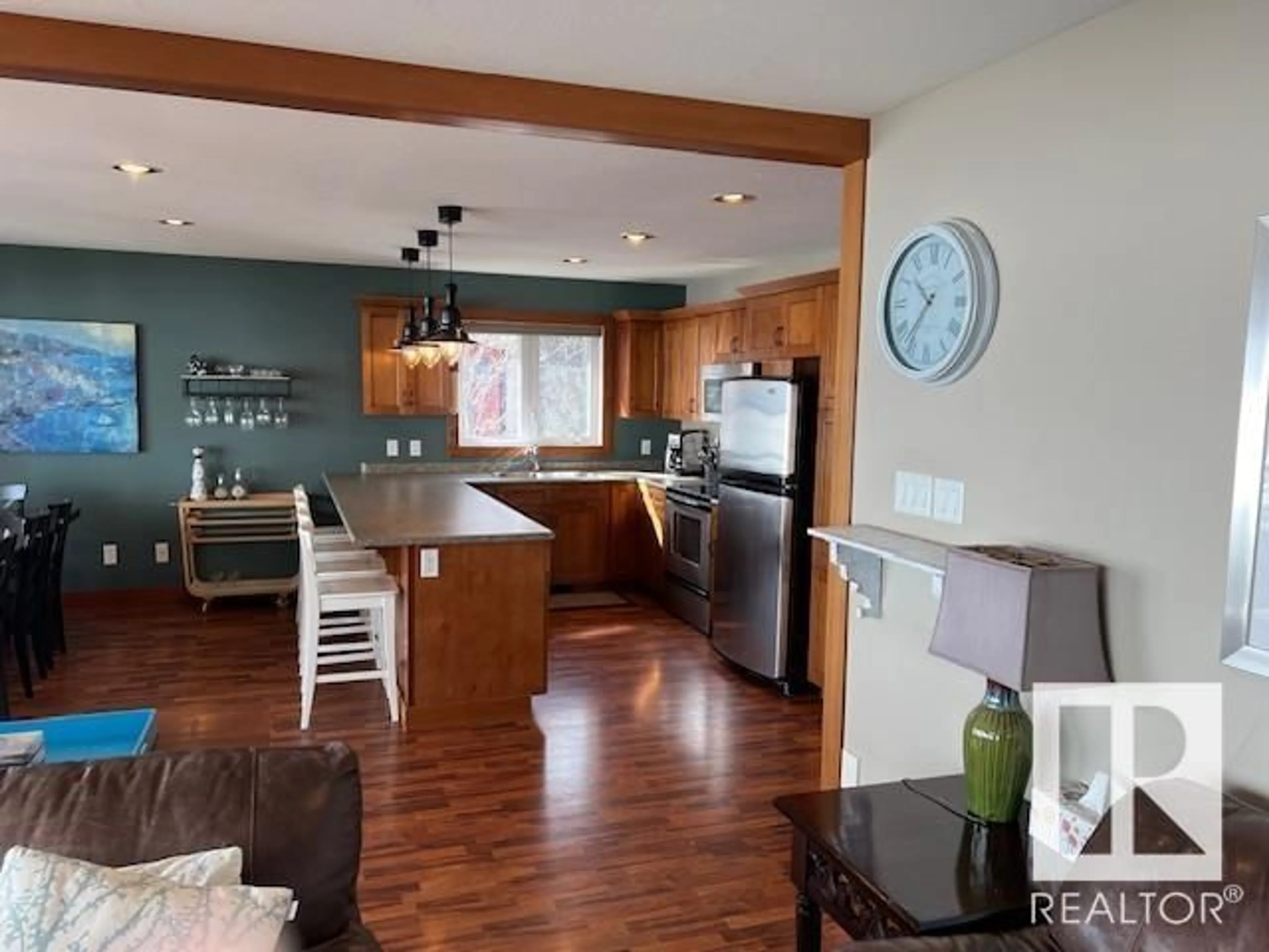Open concept kitchen, wood/laminate floor for 65 55101 STE. ANNE TR, Rural Lac Ste. Anne County Alberta T0E1A0