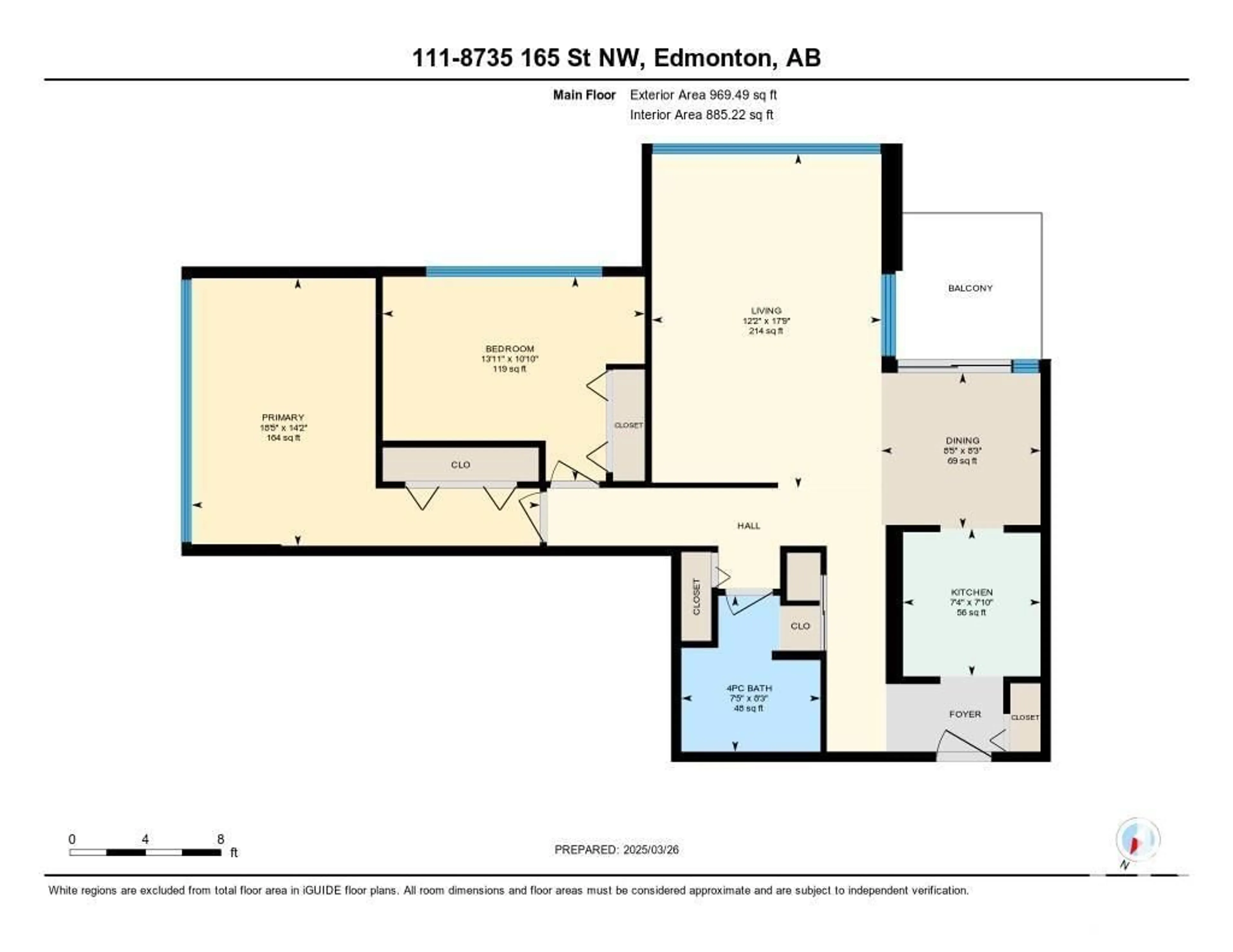 Floor plan for #111 - 8735 165 ST, Edmonton Alberta T5R2R6