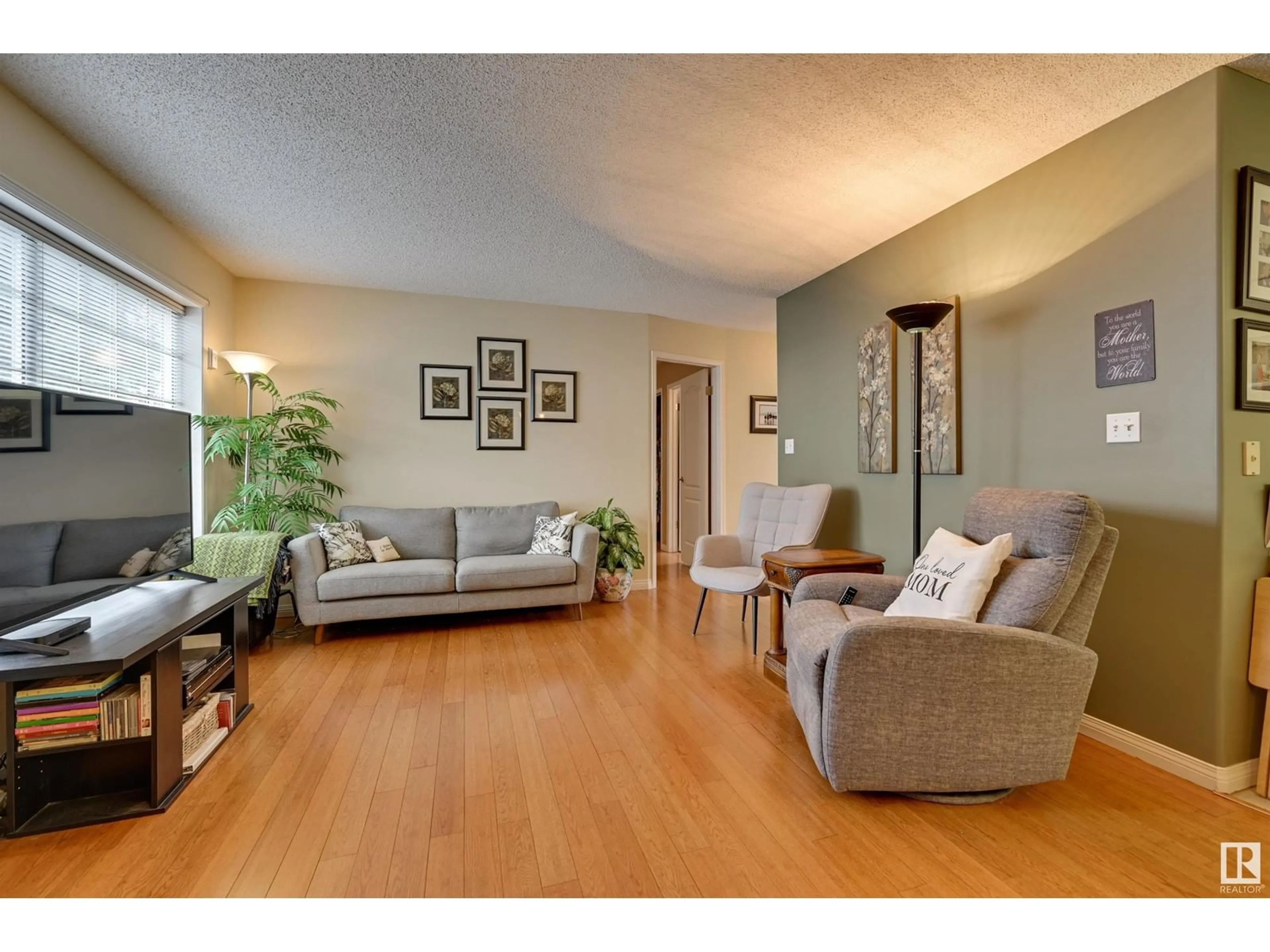 Living room with furniture, wood/laminate floor for NW - 1013 YOUVILLE DR W, Edmonton Alberta T6L6T2