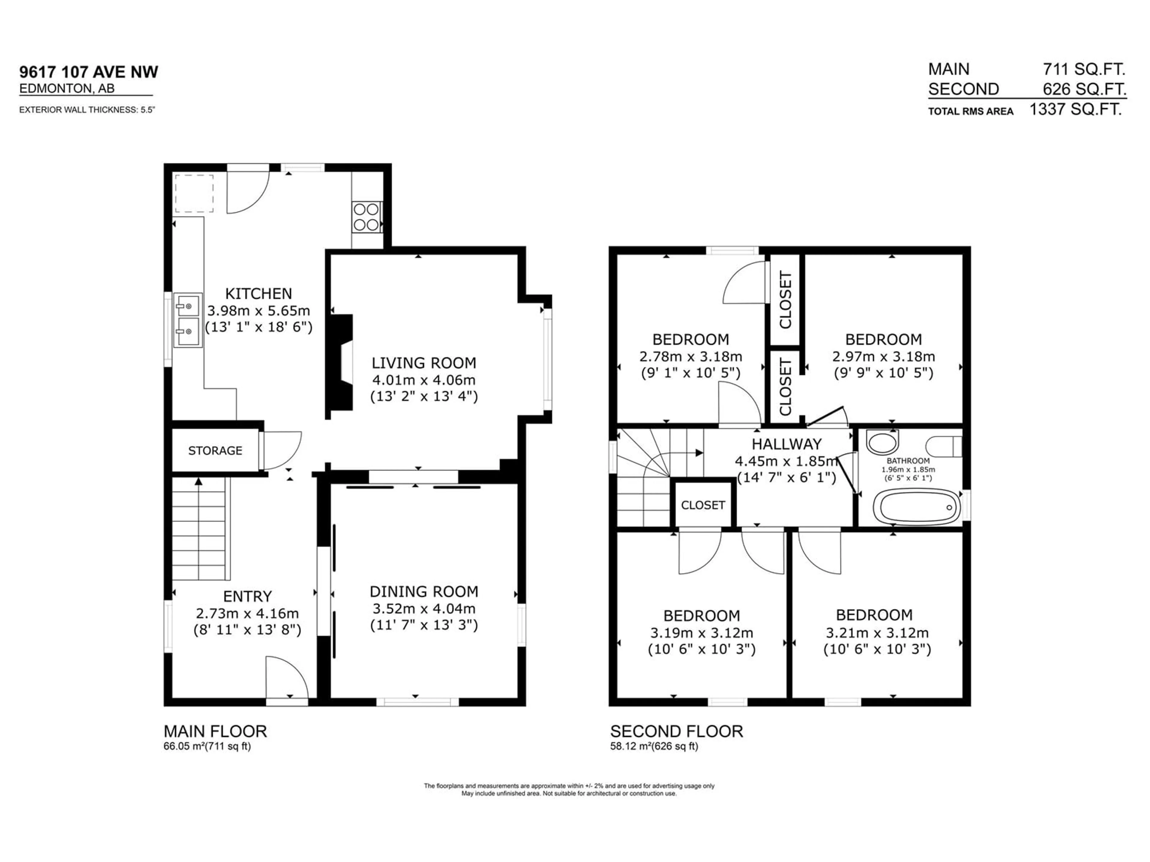 Floor plan for 9617 107 AV, Edmonton Alberta T5H0T8