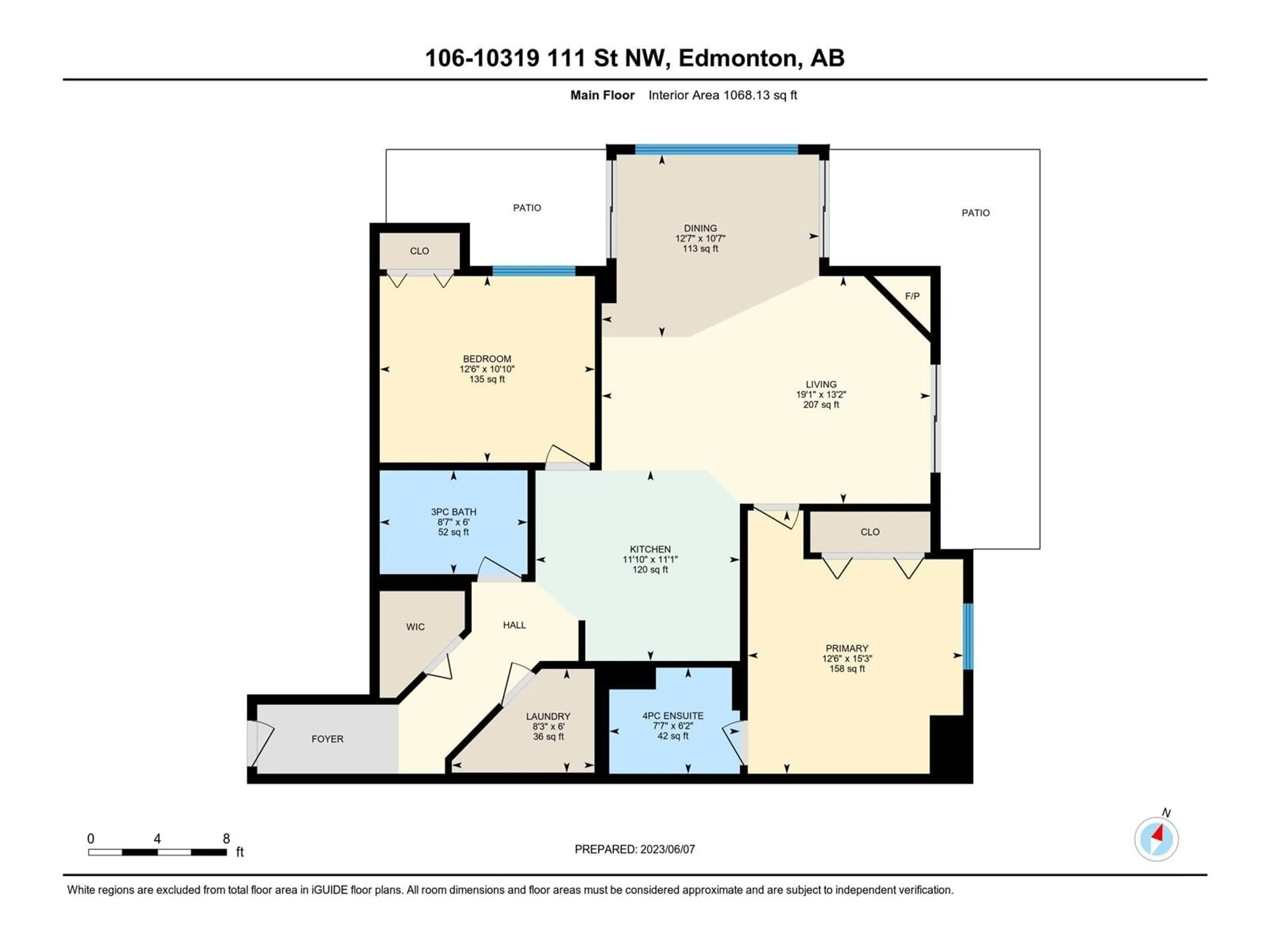 Floor plan for #106 - 10319 111 ST NW, Edmonton Alberta T5K0A2