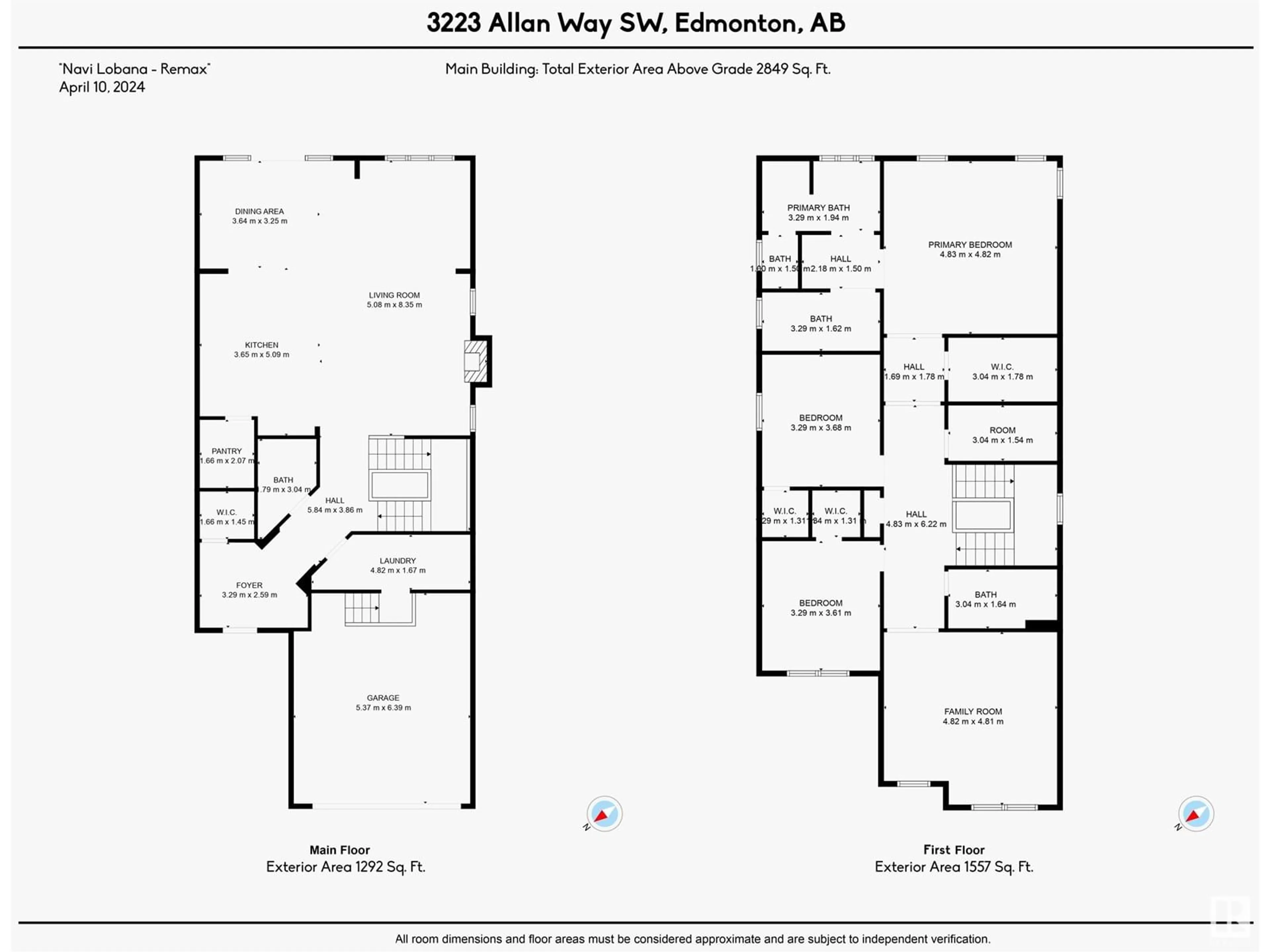 Floor plan for 3223 ALLAN WY, Edmonton Alberta T6W2L8