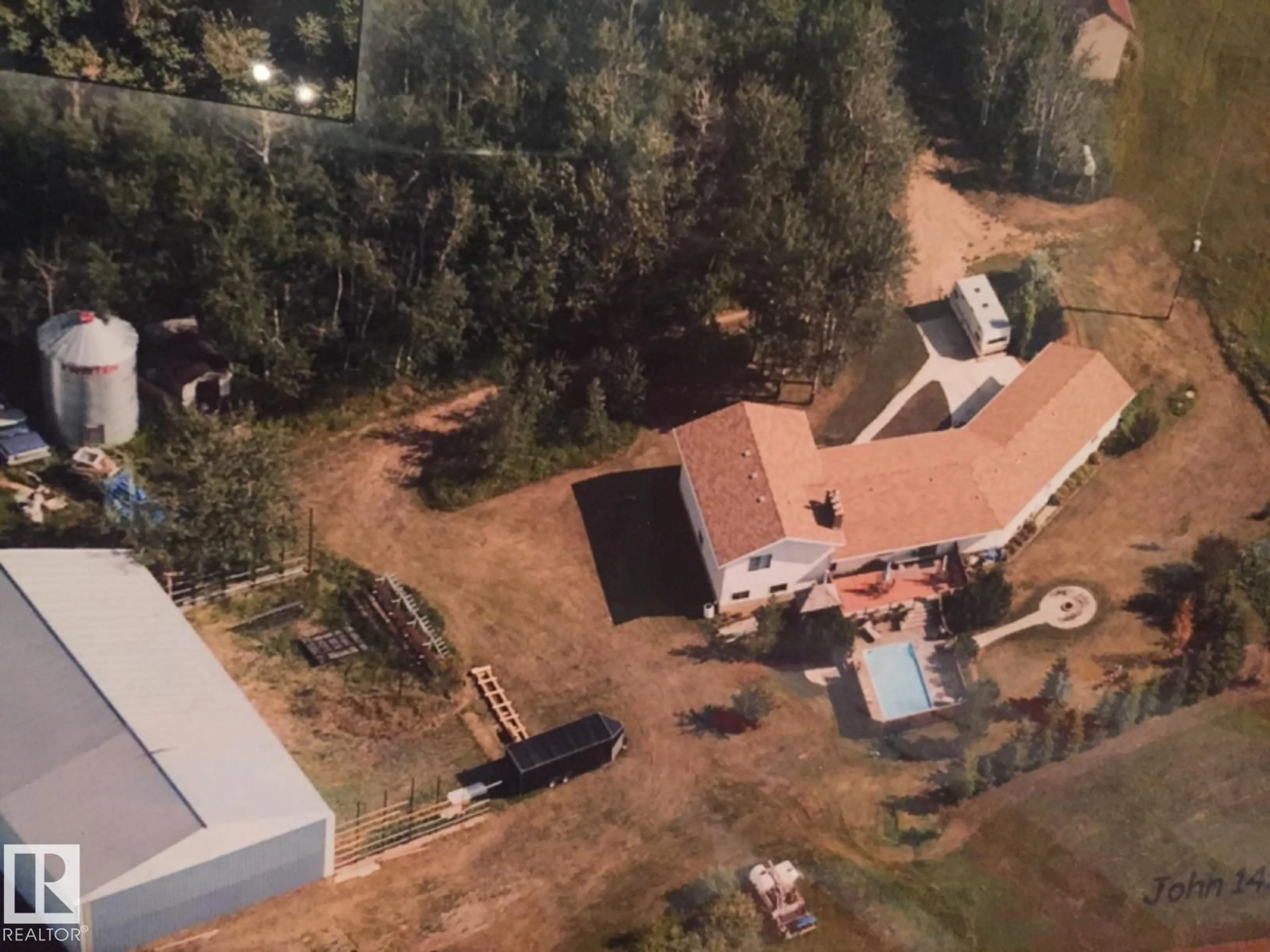 A pic from outside/outdoor area/front of a property/back of a property/a pic from drone, unknown for 25103 TWP ROAD 552, Rural Sturgeon County Alberta T8R2C3