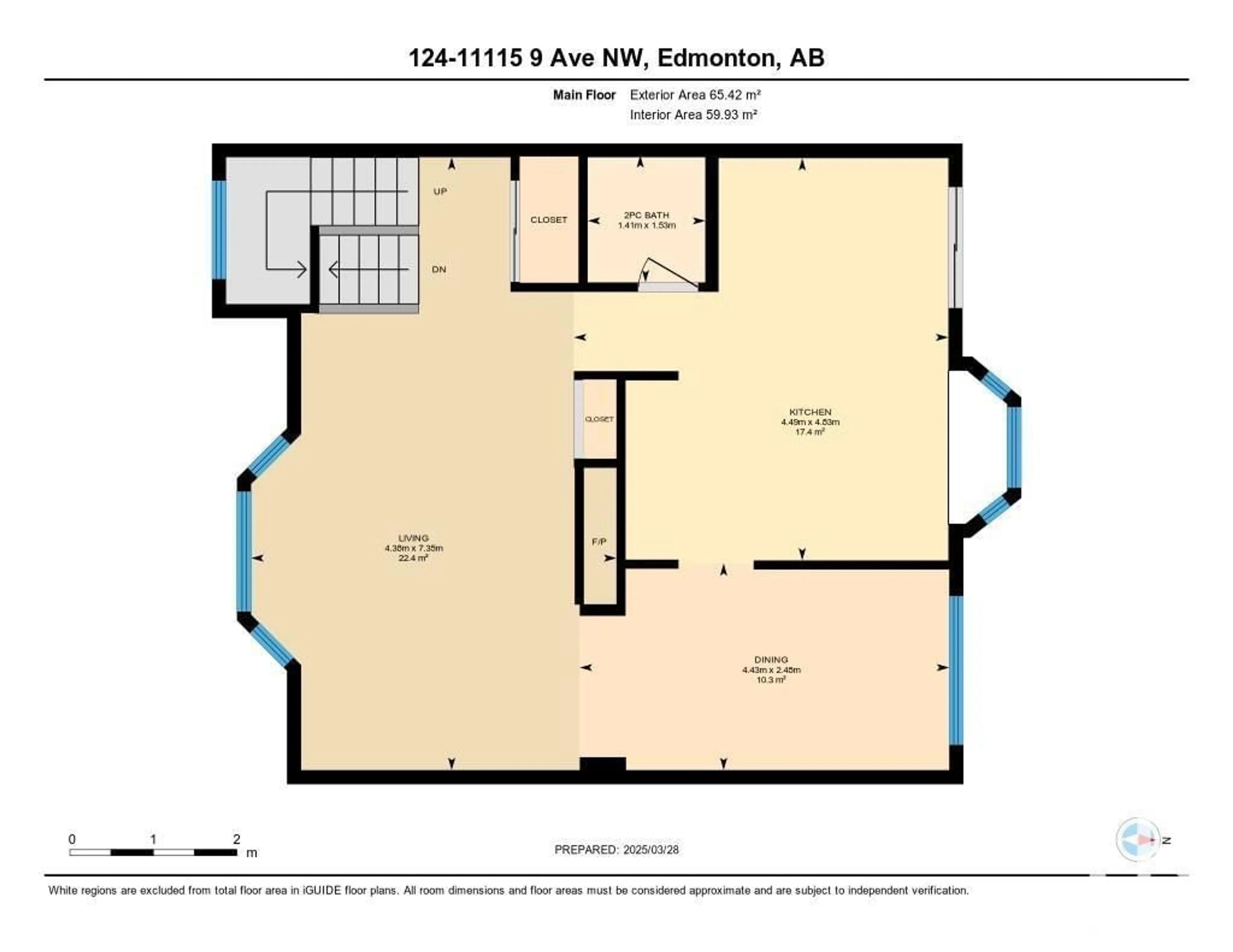 Floor plan for 124 11115 9 AV NW, Edmonton Alberta T6J6Z1