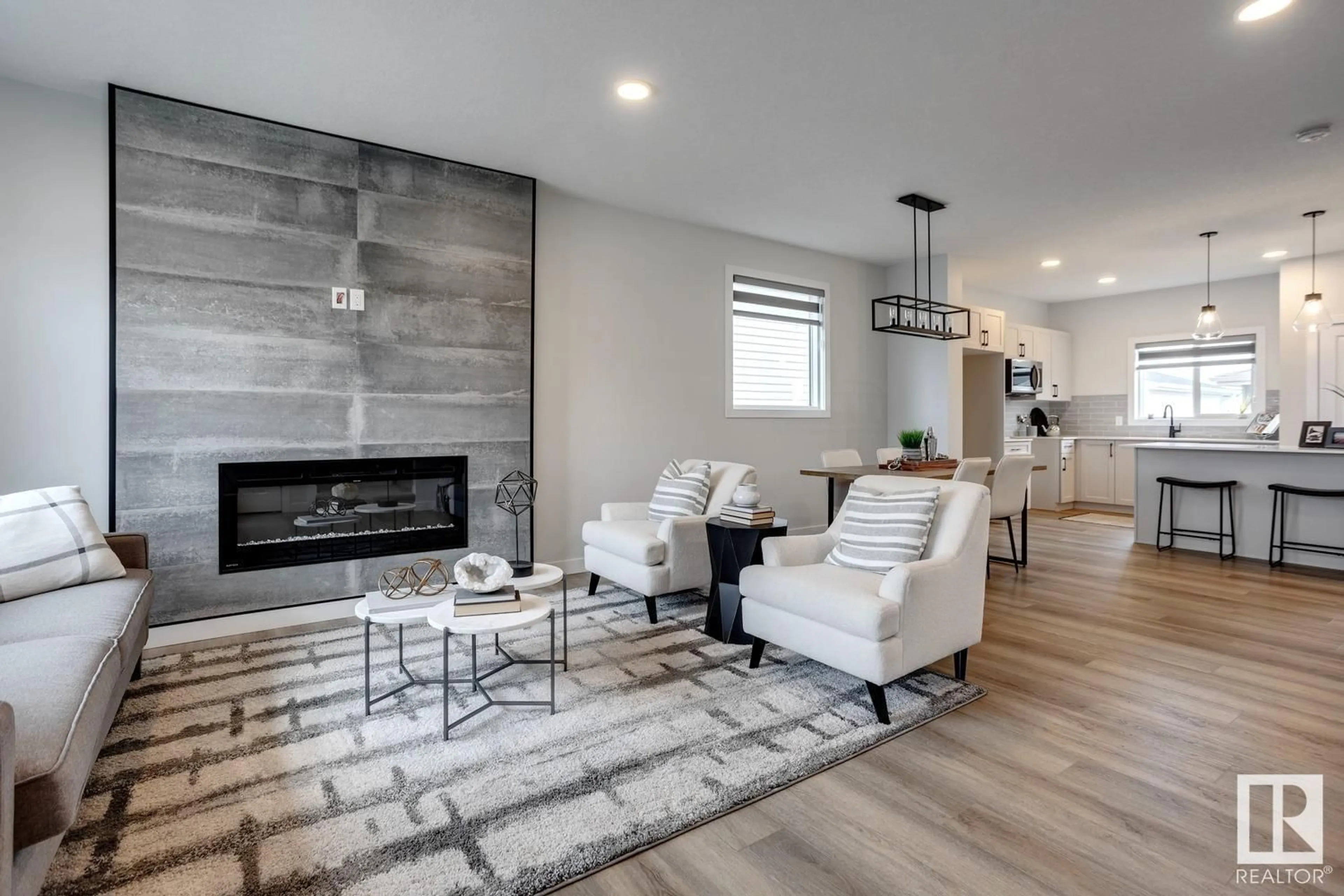 Living room with furniture, unknown for 23 SERENO LN, Fort Saskatchewan Alberta T8L0Z9