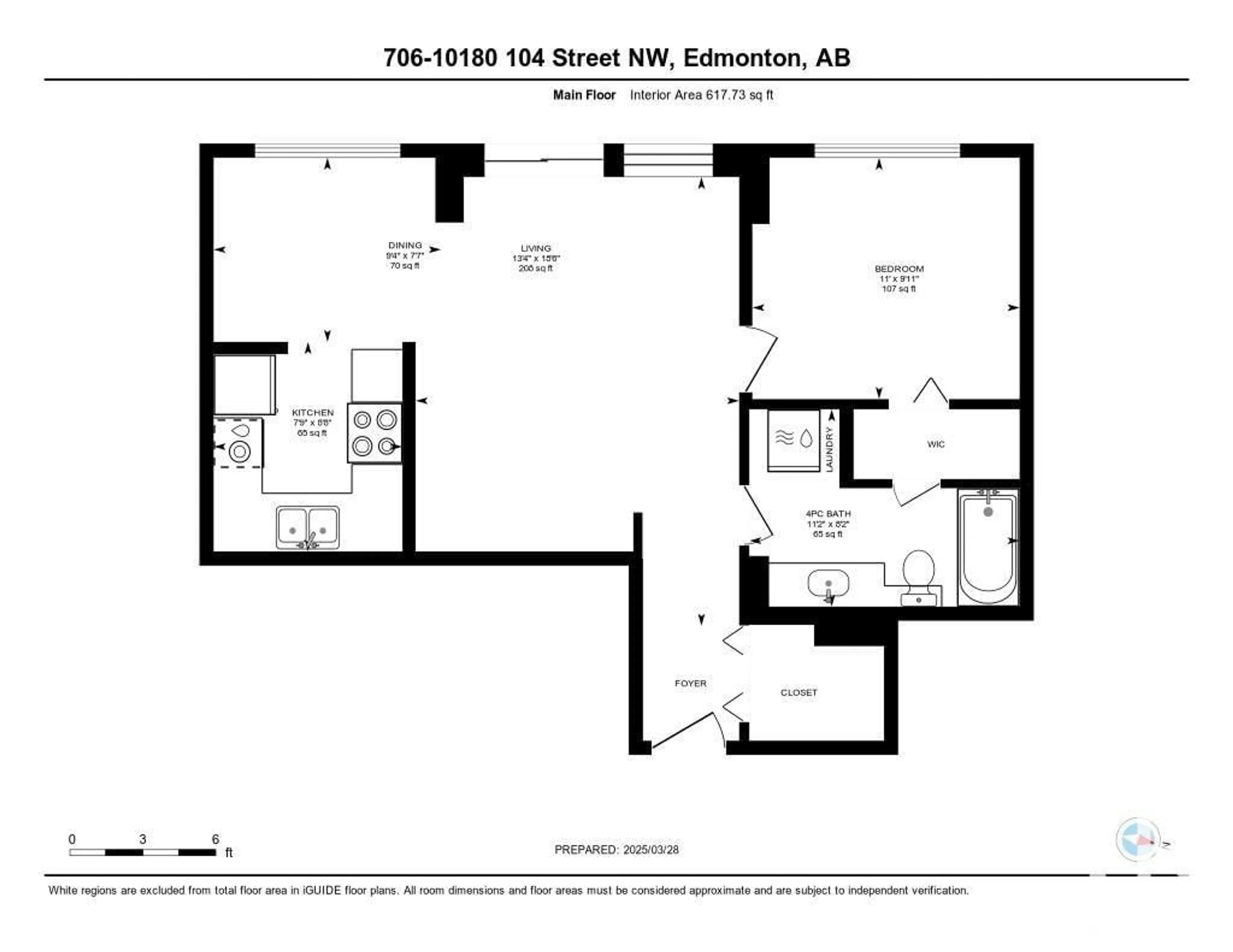 Floor plan for 706 - 10180 104 ST NW, Edmonton Alberta T5J1A7