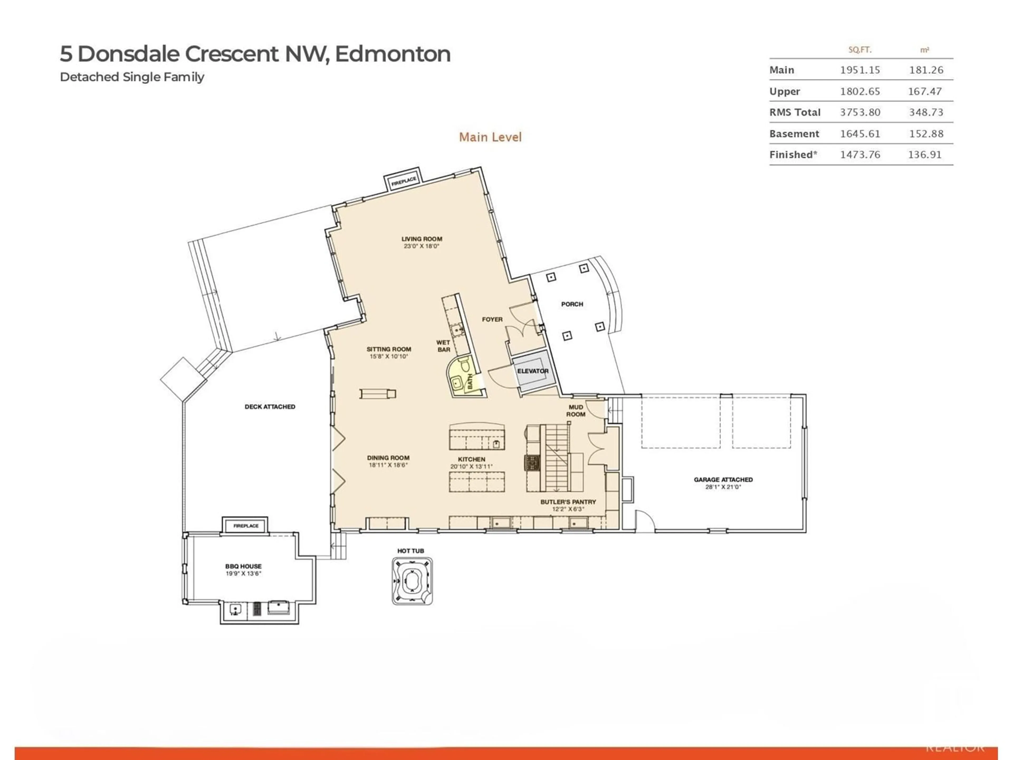 Floor plan for 5 DONSDALE CR, Edmonton Alberta T6M2N3