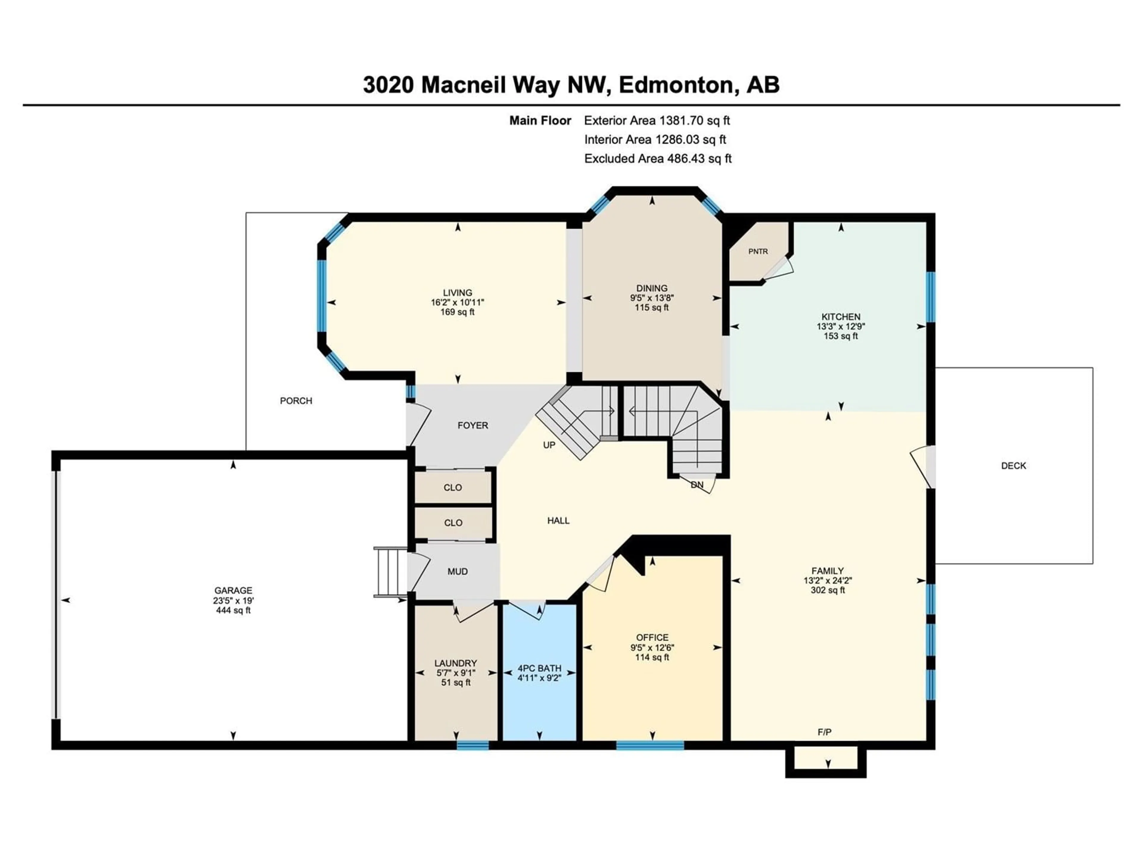Floor plan for 3020 MACNEIL WY, Edmonton Alberta T6R3V1