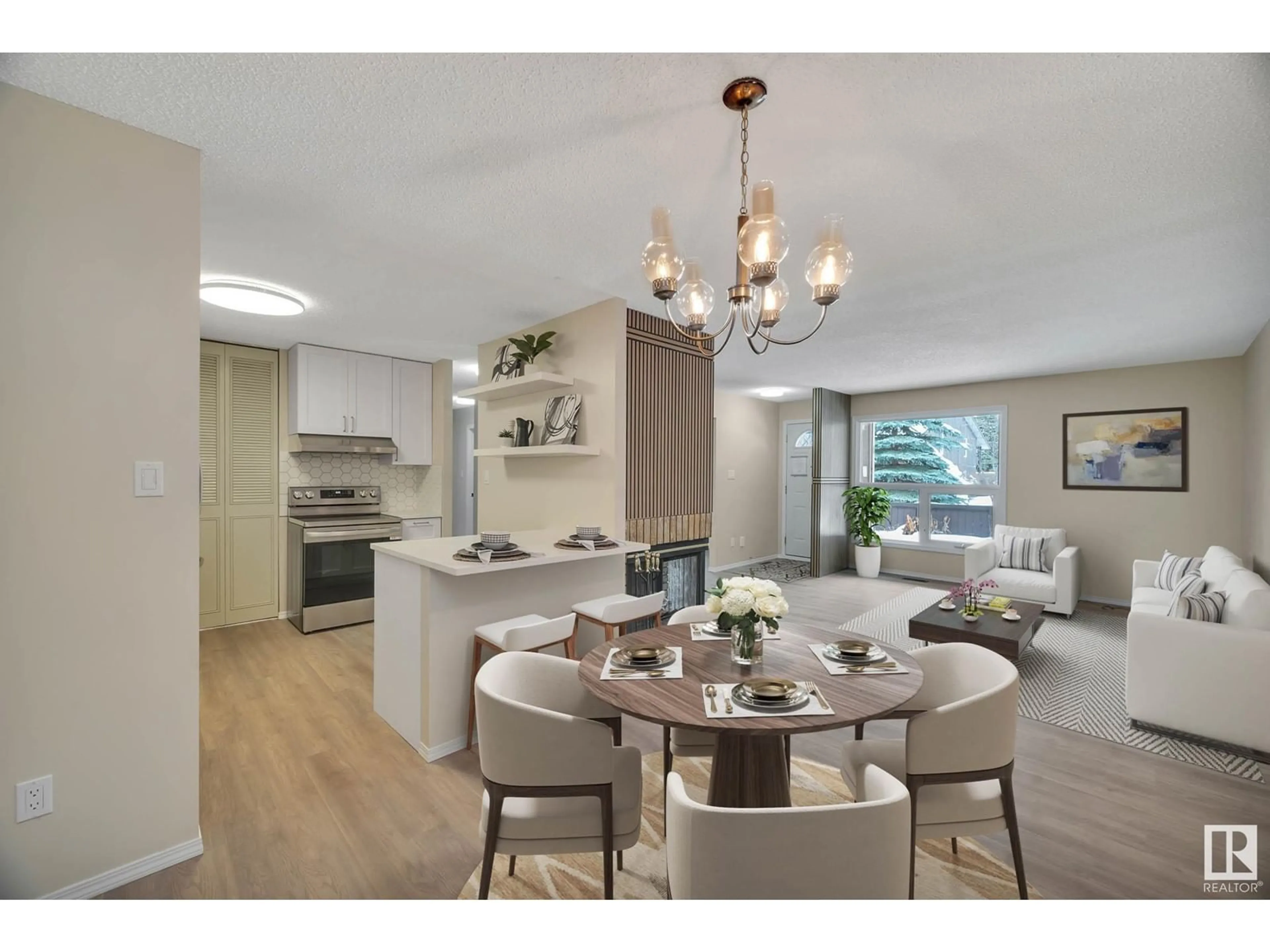 Open concept kitchen, wood/laminate floor for 248 SURREY GARDENS GD, Edmonton Alberta T5T1Z3
