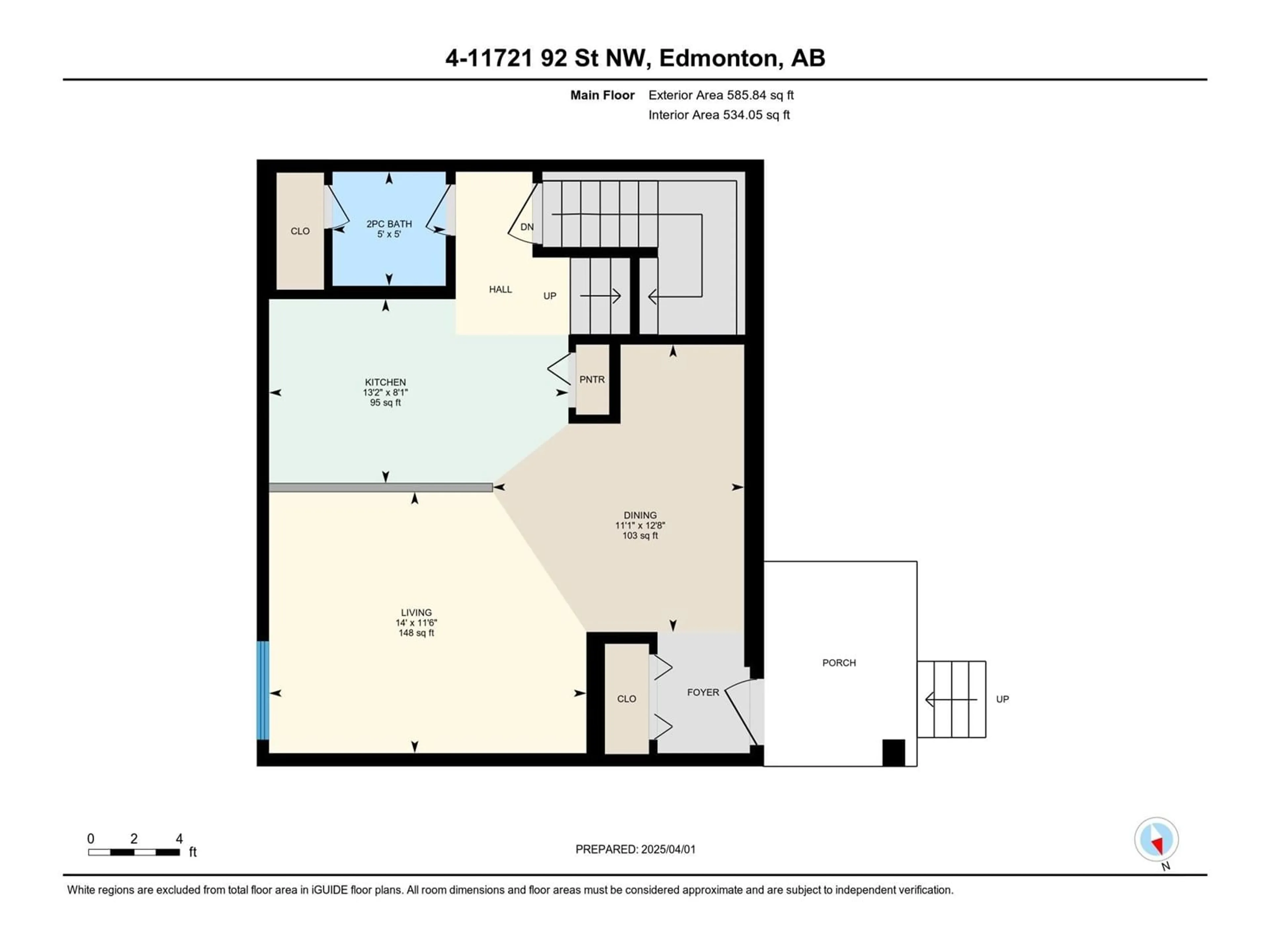 Floor plan for #4 - 11721 92 ST, Edmonton Alberta T5G1A2