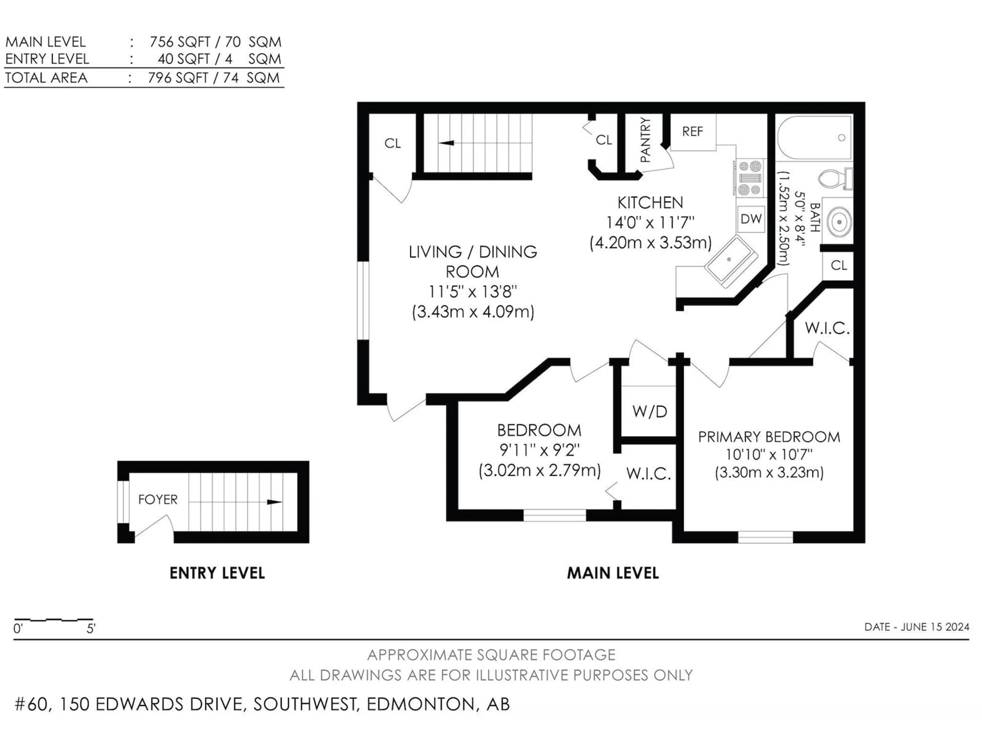 Floor plan for 60 150 EDWARDS DR, Edmonton Alberta T6X1M4