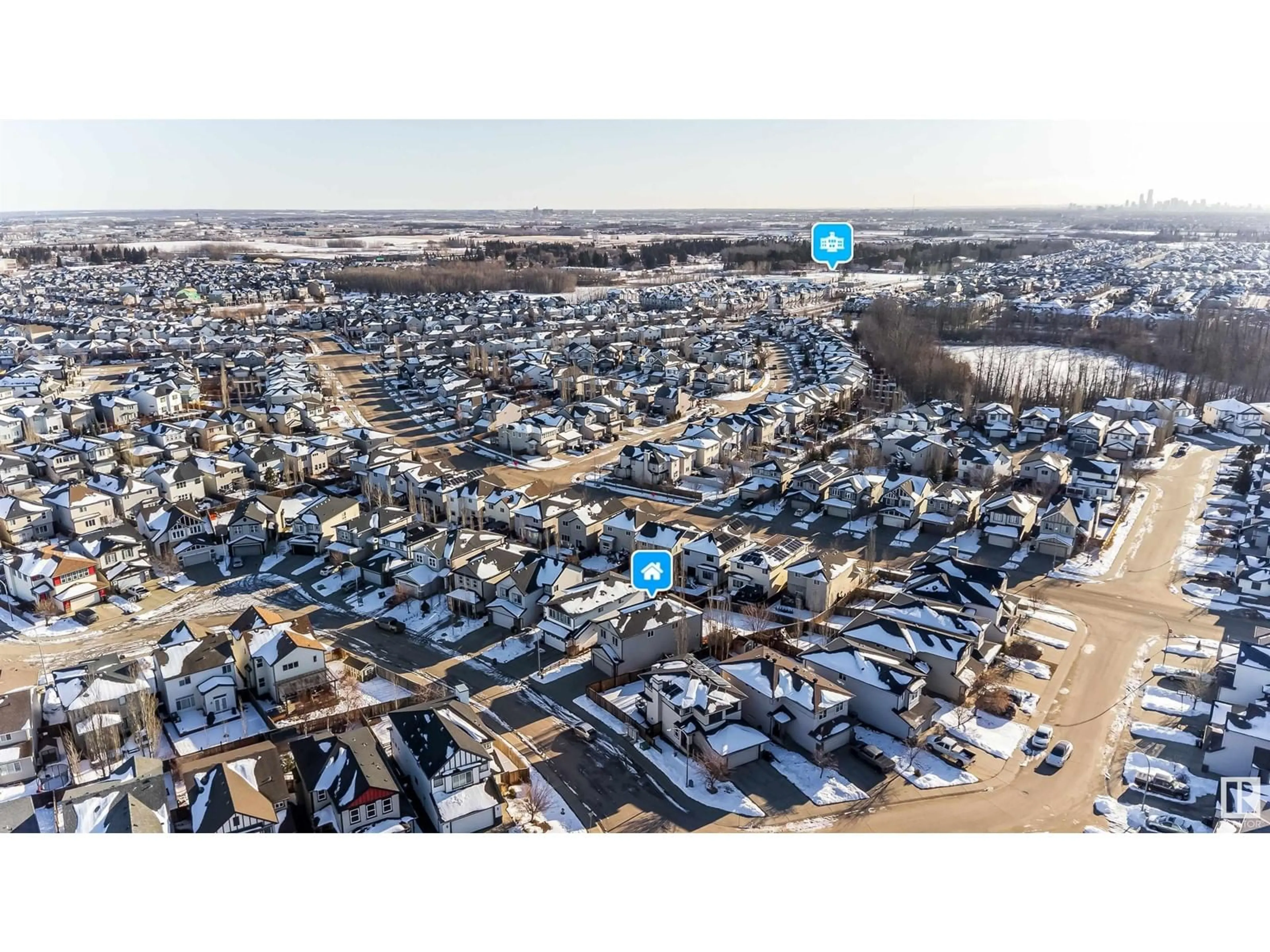 A pic from outside/outdoor area/front of a property/back of a property/a pic from drone, water/lake/river/ocean view for 9515 221 ST, Edmonton Alberta T5T4A8