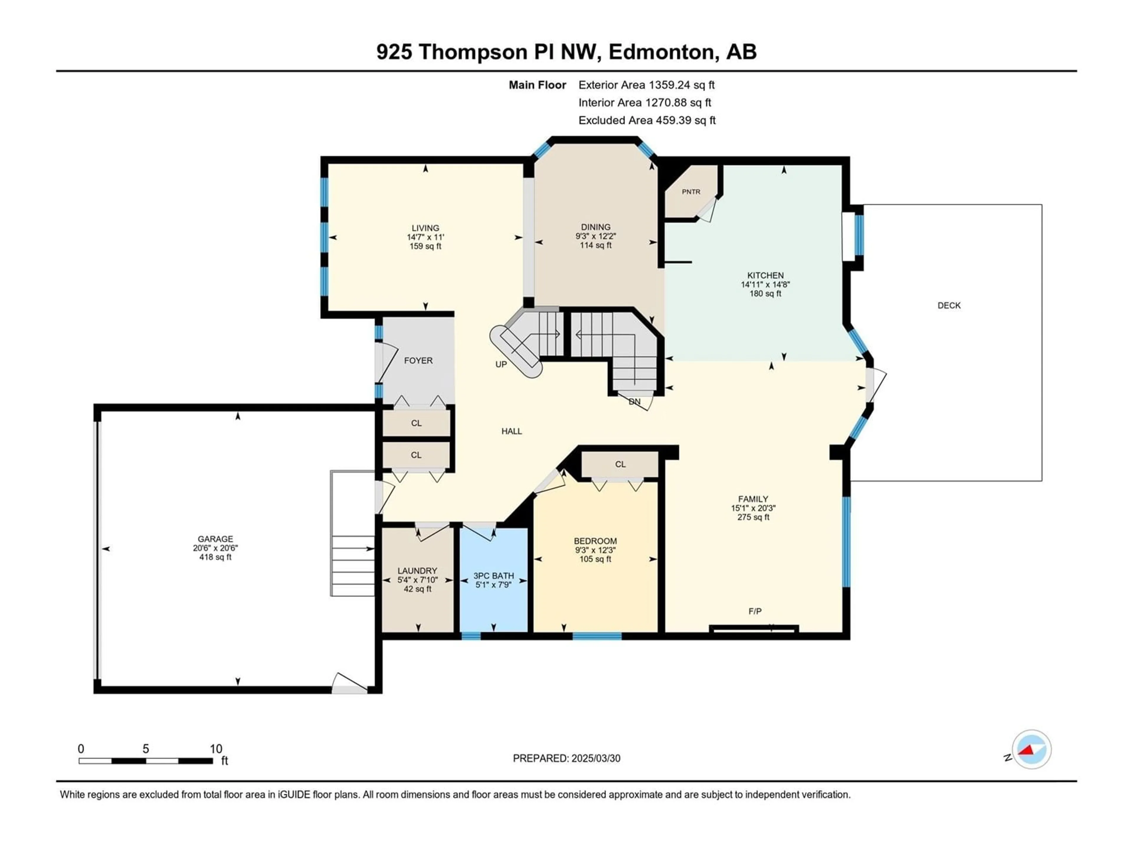 Floor plan for 925 THOMPSON PL, Edmonton Alberta T6R3K4