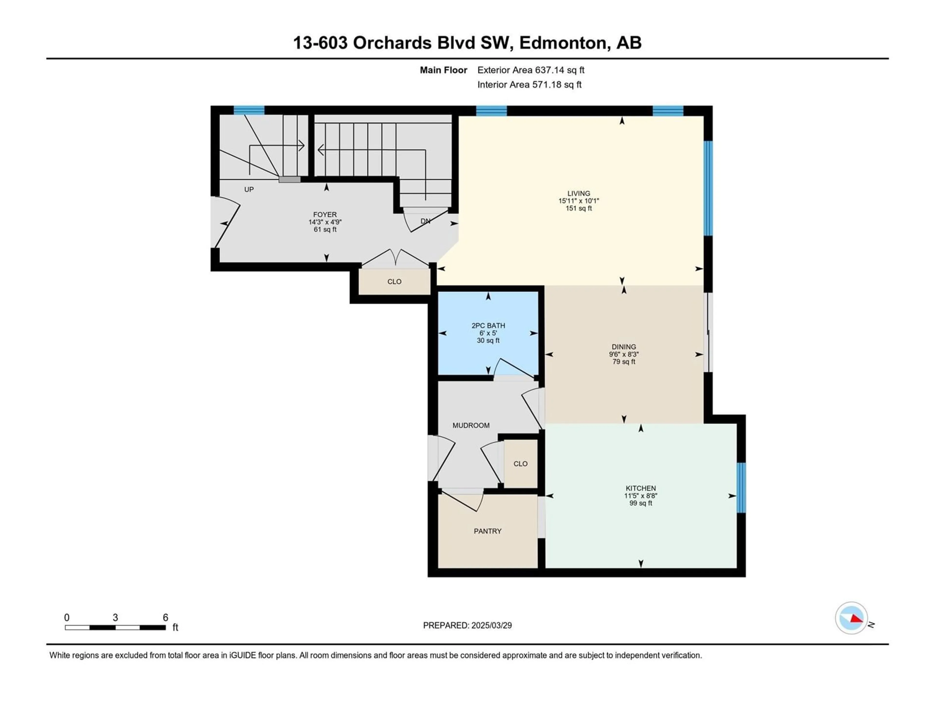 Floor plan for 13 - 603 ORCHARDS BV, Edmonton Alberta T6X2W8