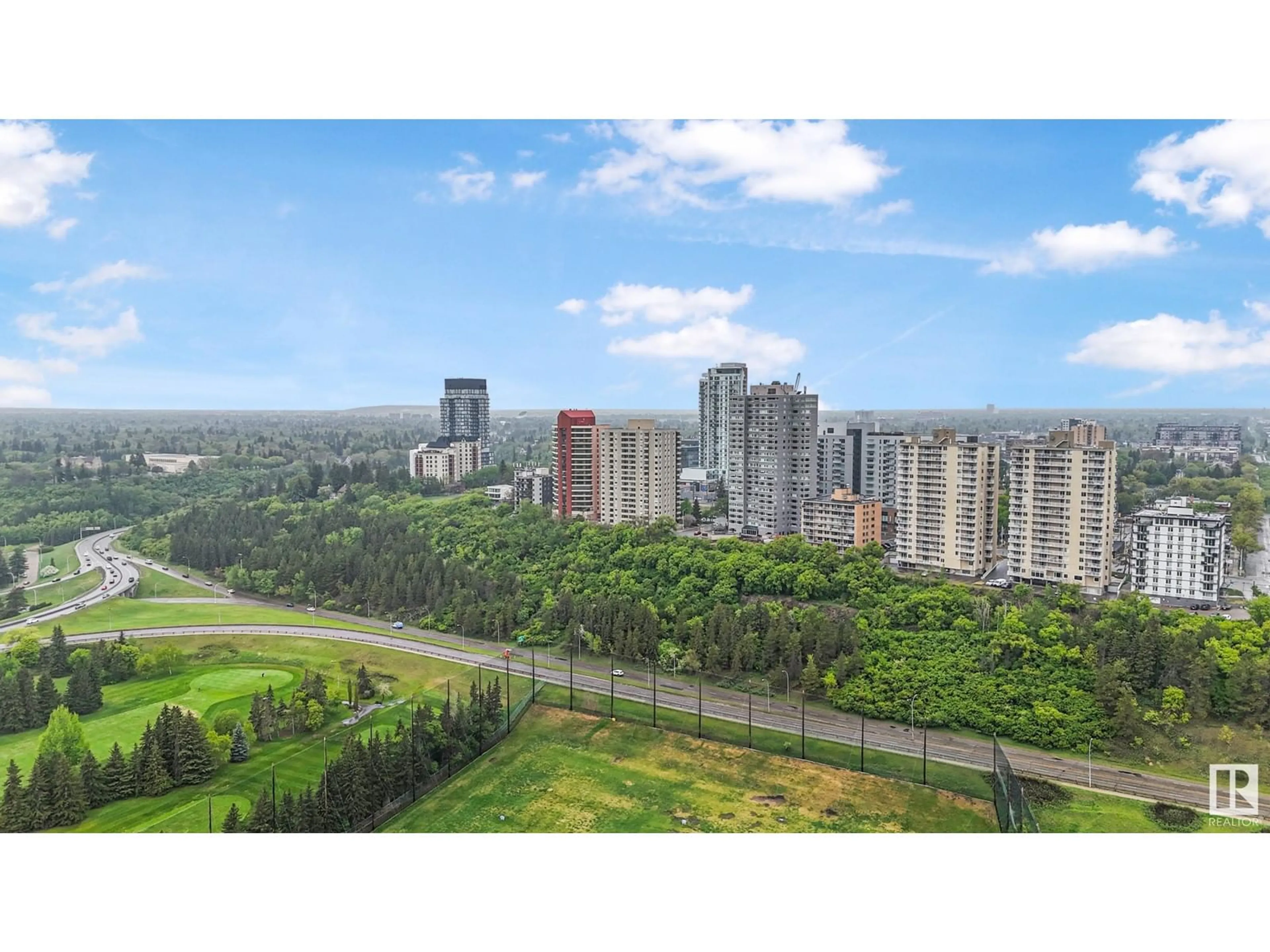A pic from outside/outdoor area/front of a property/back of a property/a pic from drone, city buildings view from balcony for #203 - 12303 JASPER AV, Edmonton Alberta T5N3K7