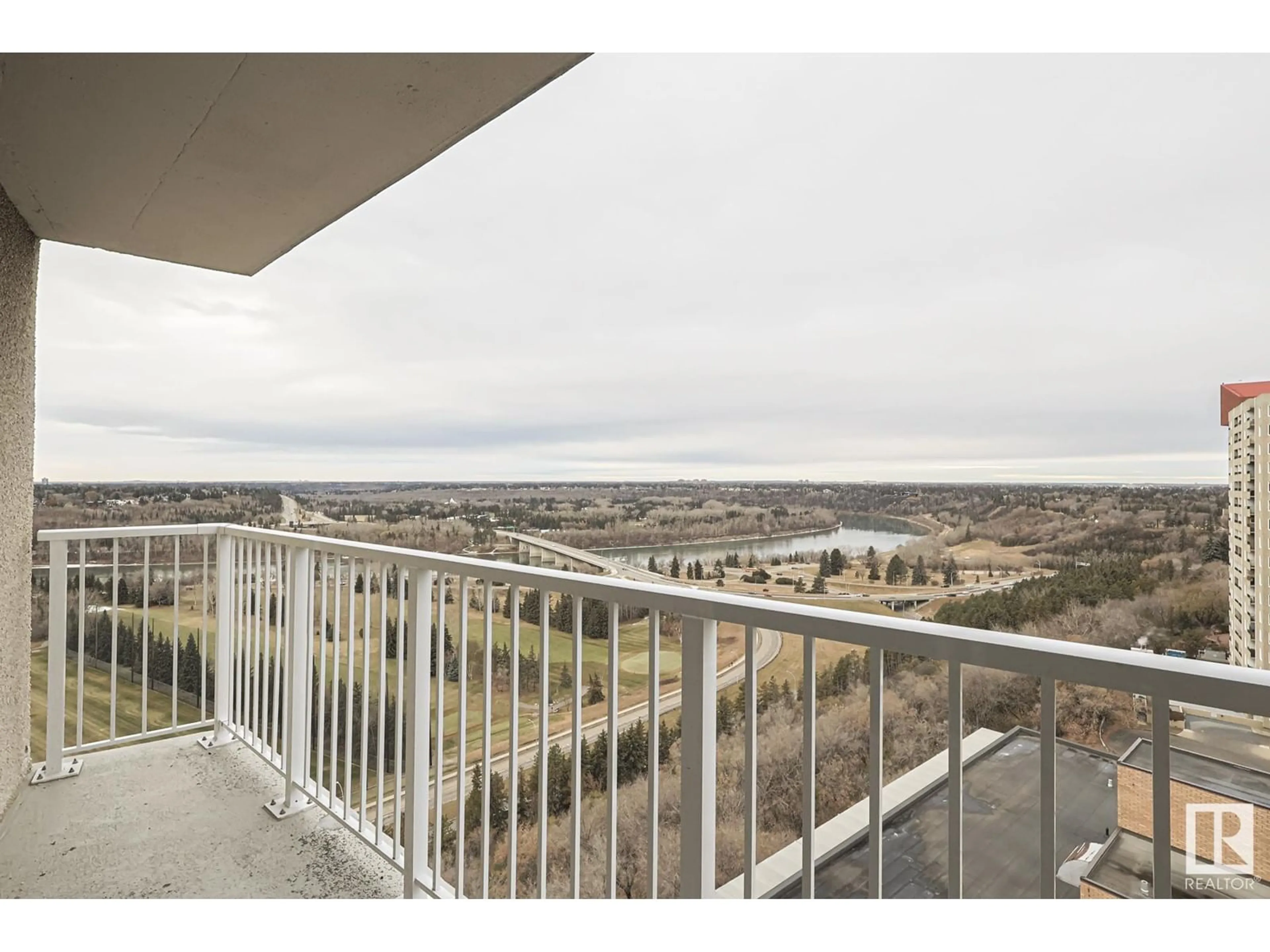 Balcony in the apartment, water/lake/river/ocean view for #1401 - 12141 JASPER AV, Edmonton Alberta T5N3X8