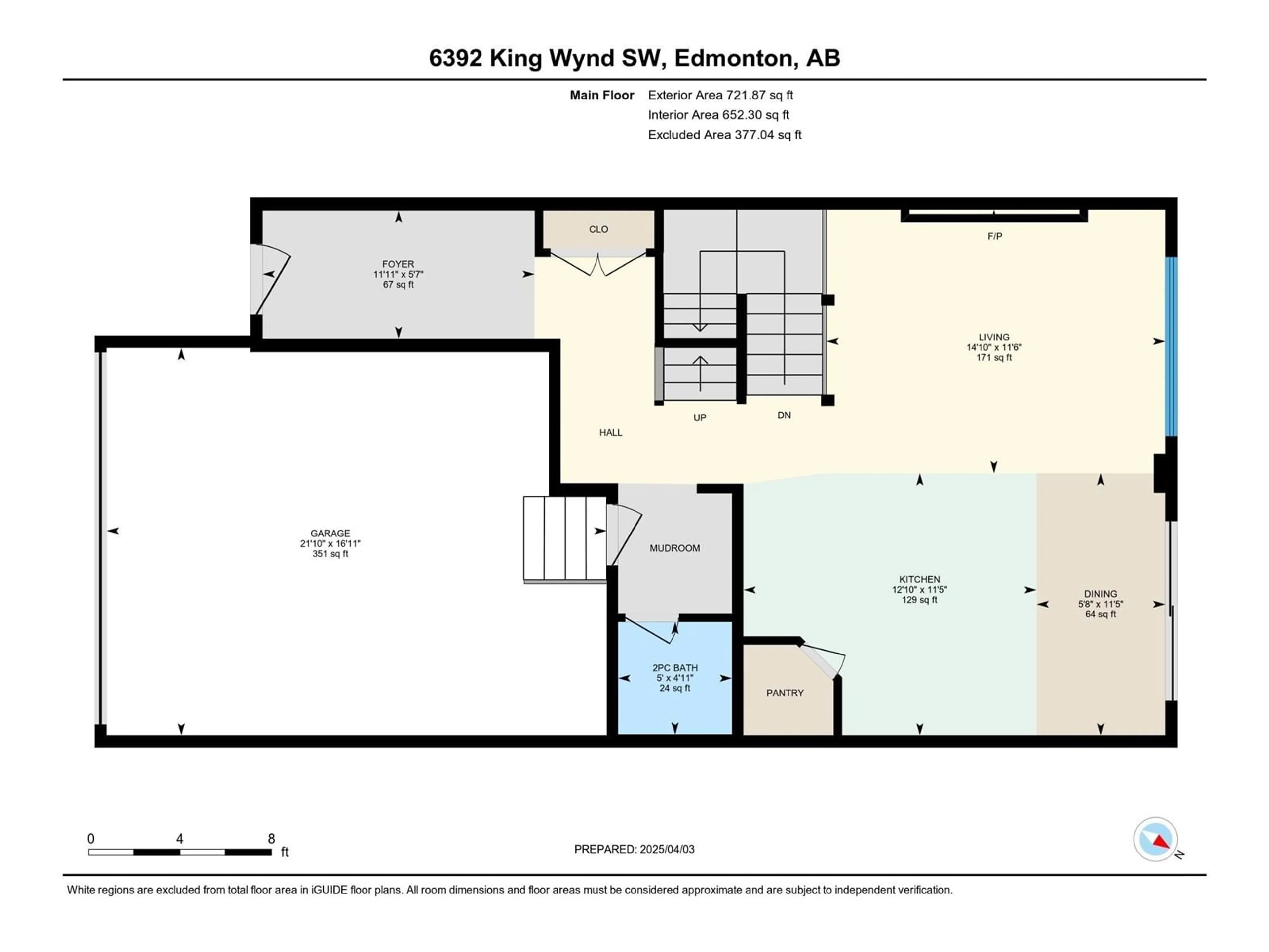 Floor plan for SW - 6392 KING WD, Edmonton Alberta T6W5J3