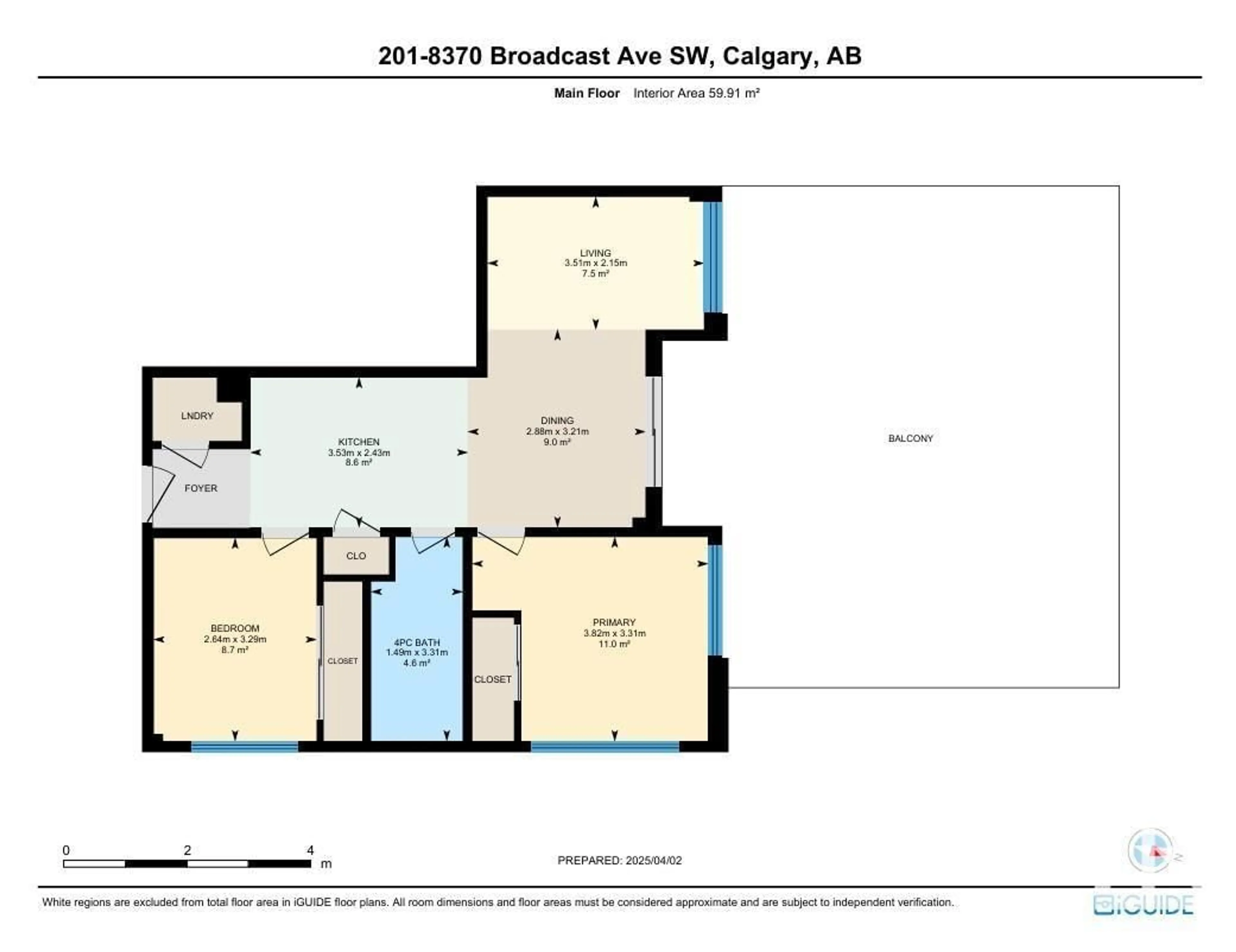 Floor plan for 201 - 8370 BROADCAST AV, Calgary Alberta T3H6L3