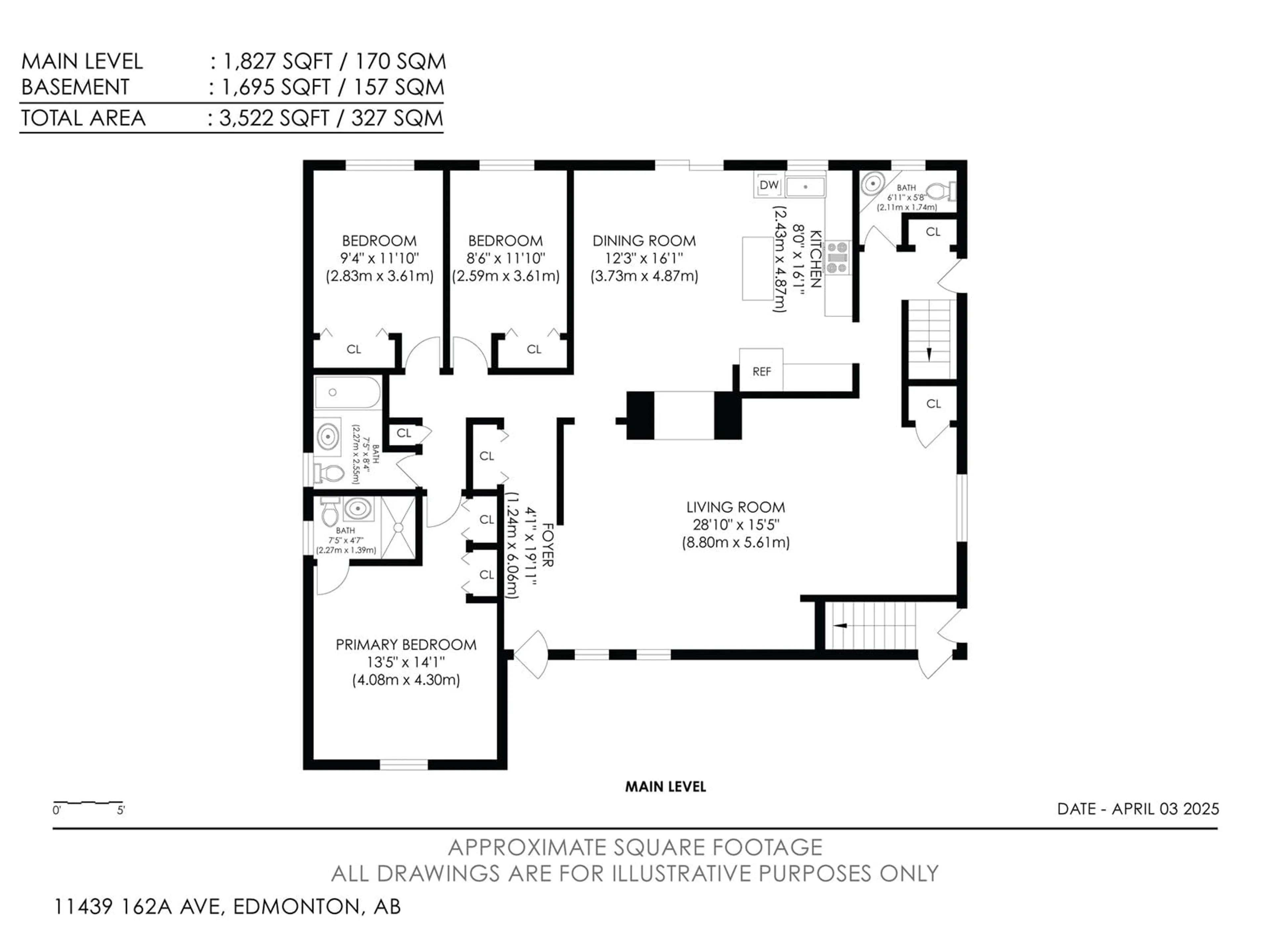 Floor plan for 11439 162A AV, Edmonton Alberta T5X2L6