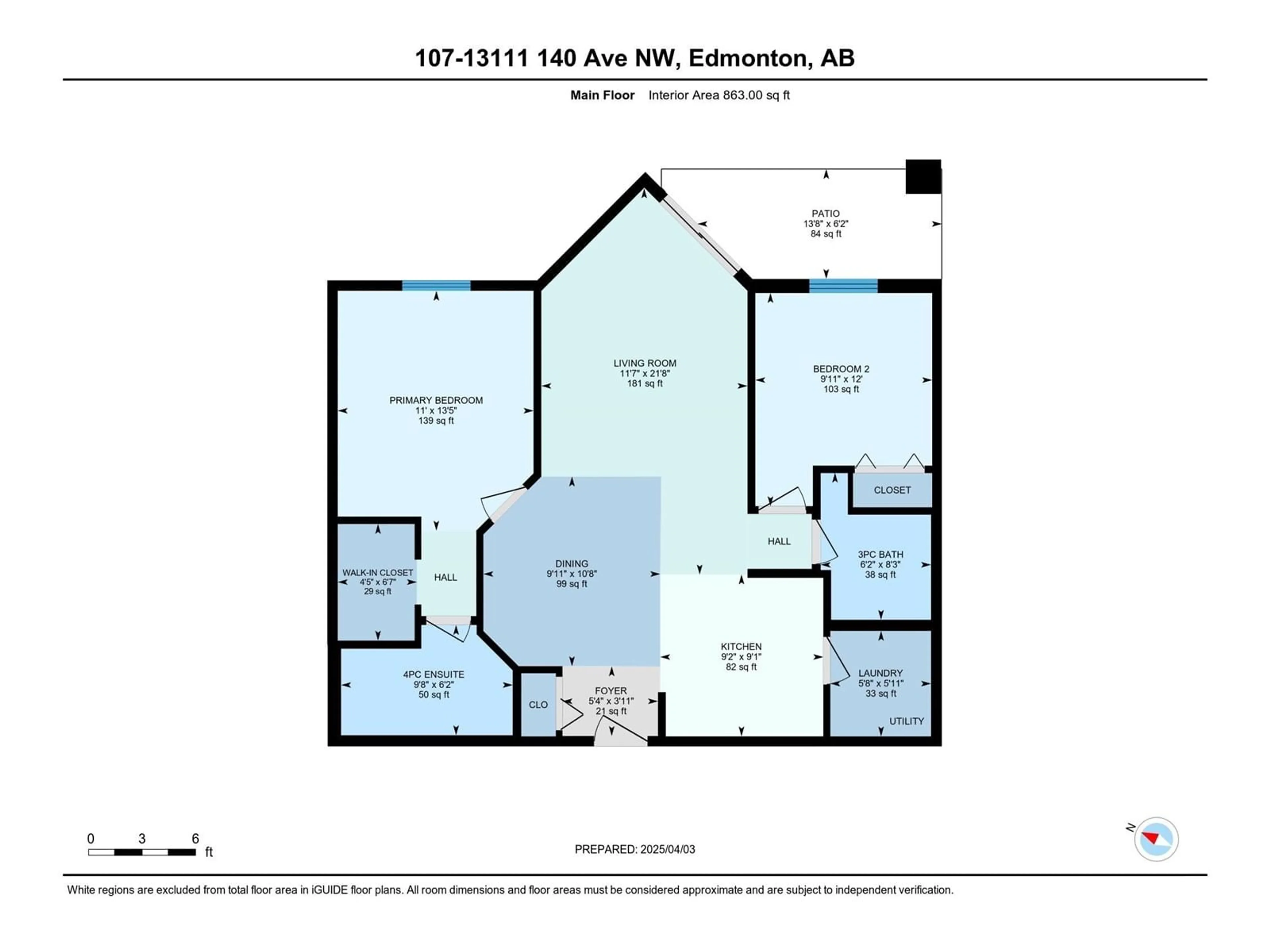 Floor plan for #107 - 13111 140 AV, Edmonton Alberta T6V0B1