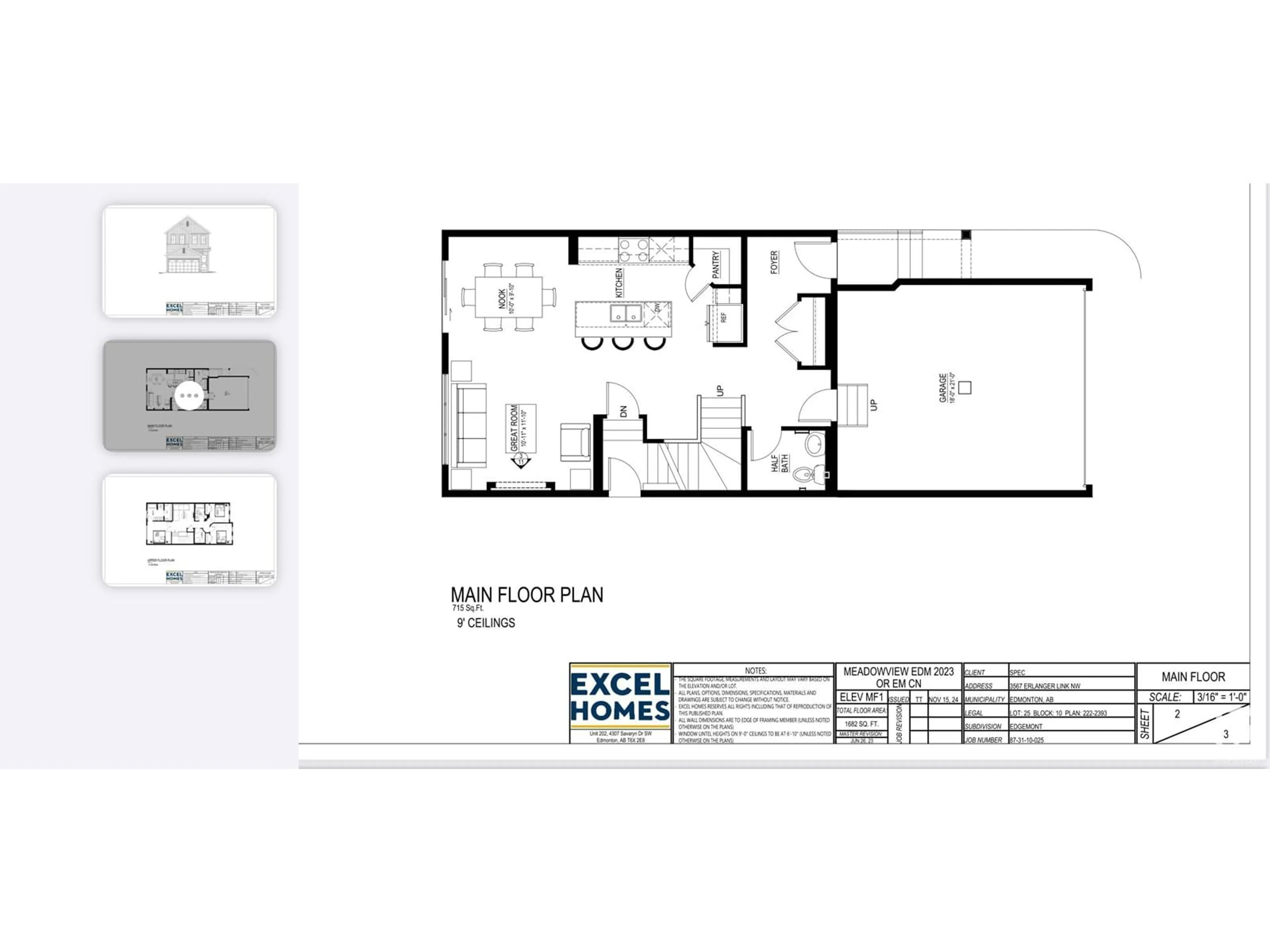 Floor plan for LI NW - 3567 ERLANGER LINK, Edmonton Alberta T6M1J5