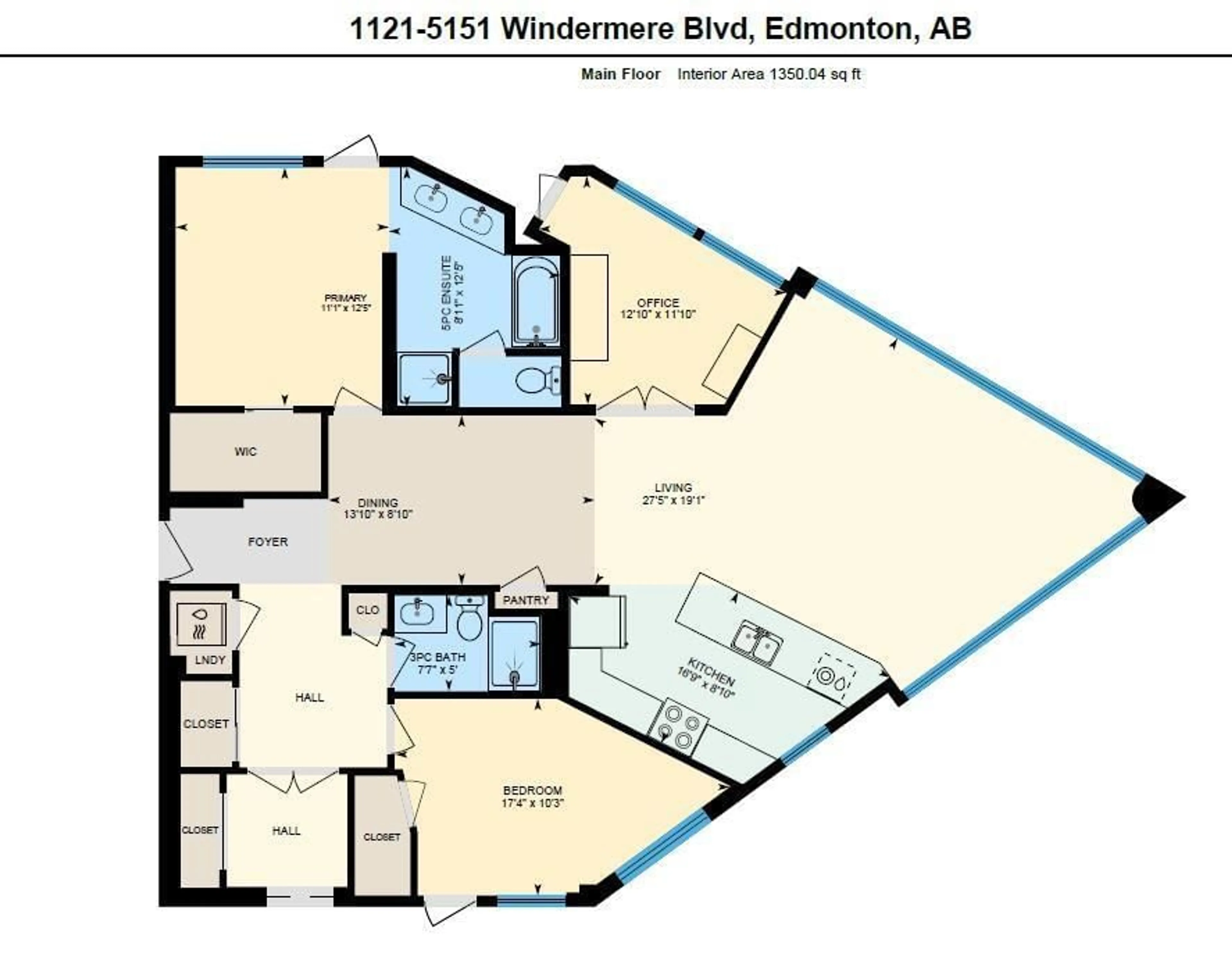 Floor plan for SW - 1121 5151 WINDERMERE BV, Edmonton Alberta T6W2K4