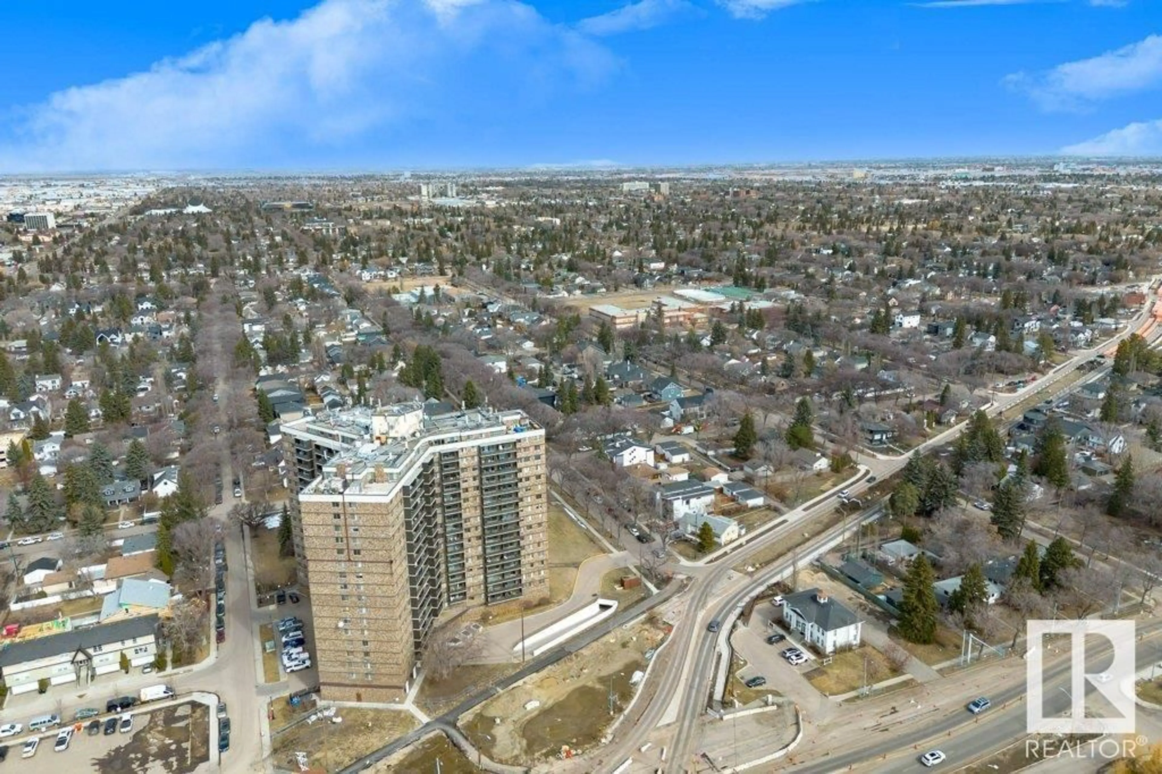 A pic from outside/outdoor area/front of a property/back of a property/a pic from drone, city buildings view from balcony for 13910 - 511 STONY PLAIN RD, Edmonton Alberta T5N3R2