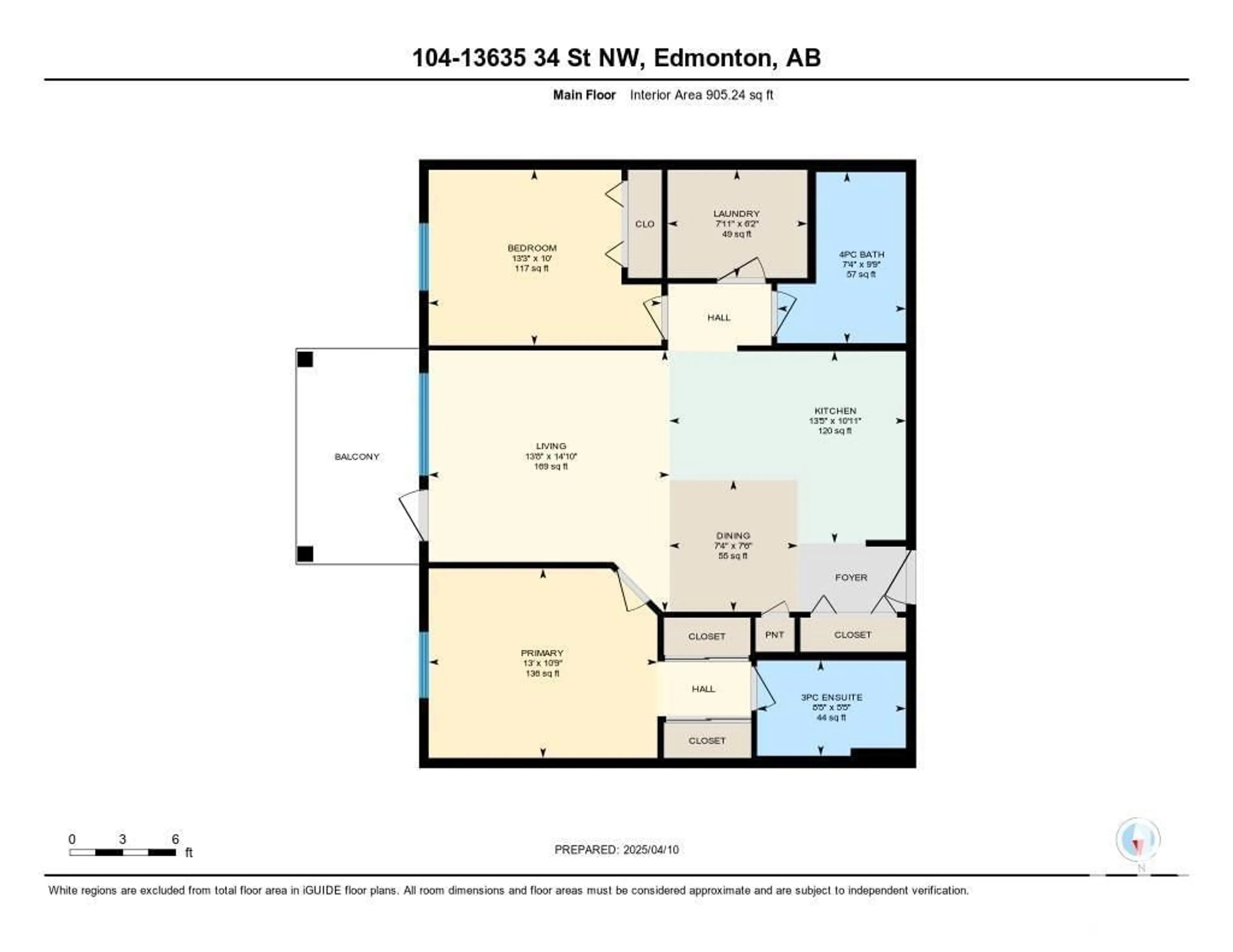 Floor plan for #104 - 13635 34 STREET, Edmonton Alberta T6V0B1