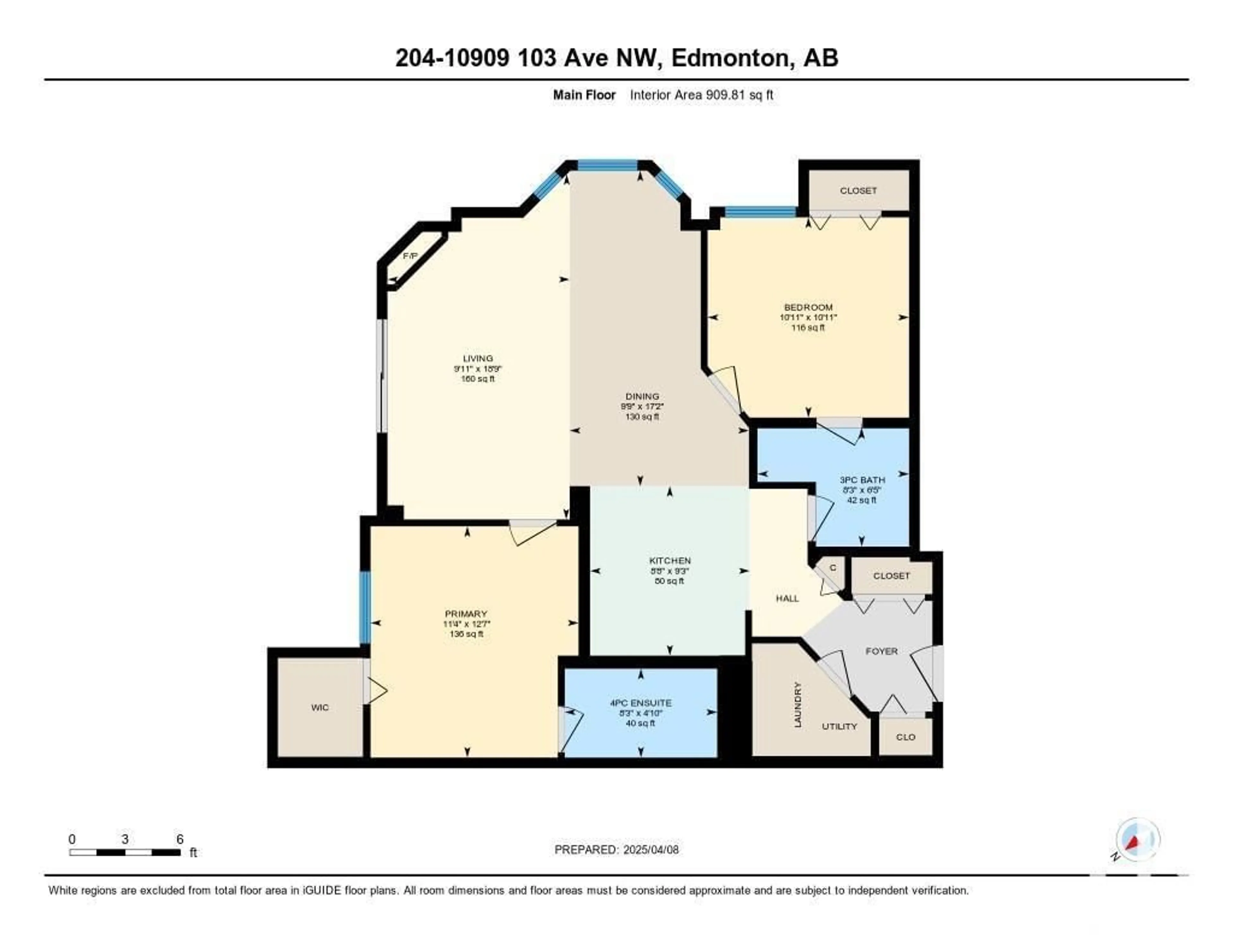 Floor plan for #204 - 10909 103 AV, Edmonton Alberta T5K2W7