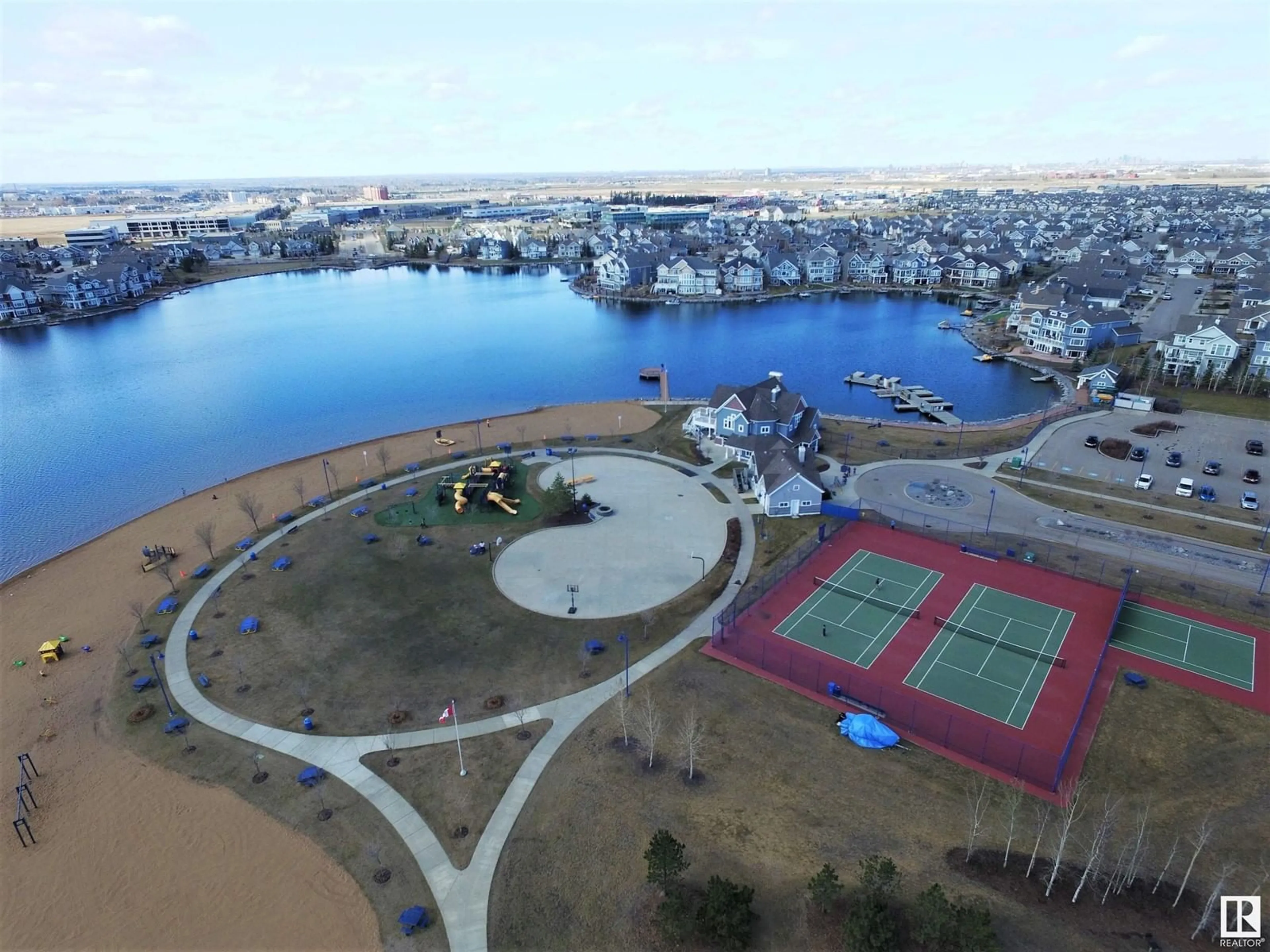A pic from outside/outdoor area/front of a property/back of a property/a pic from drone, water/lake/river/ocean view for 4158 SAVARYN DR, Edmonton Alberta T6X0Z5