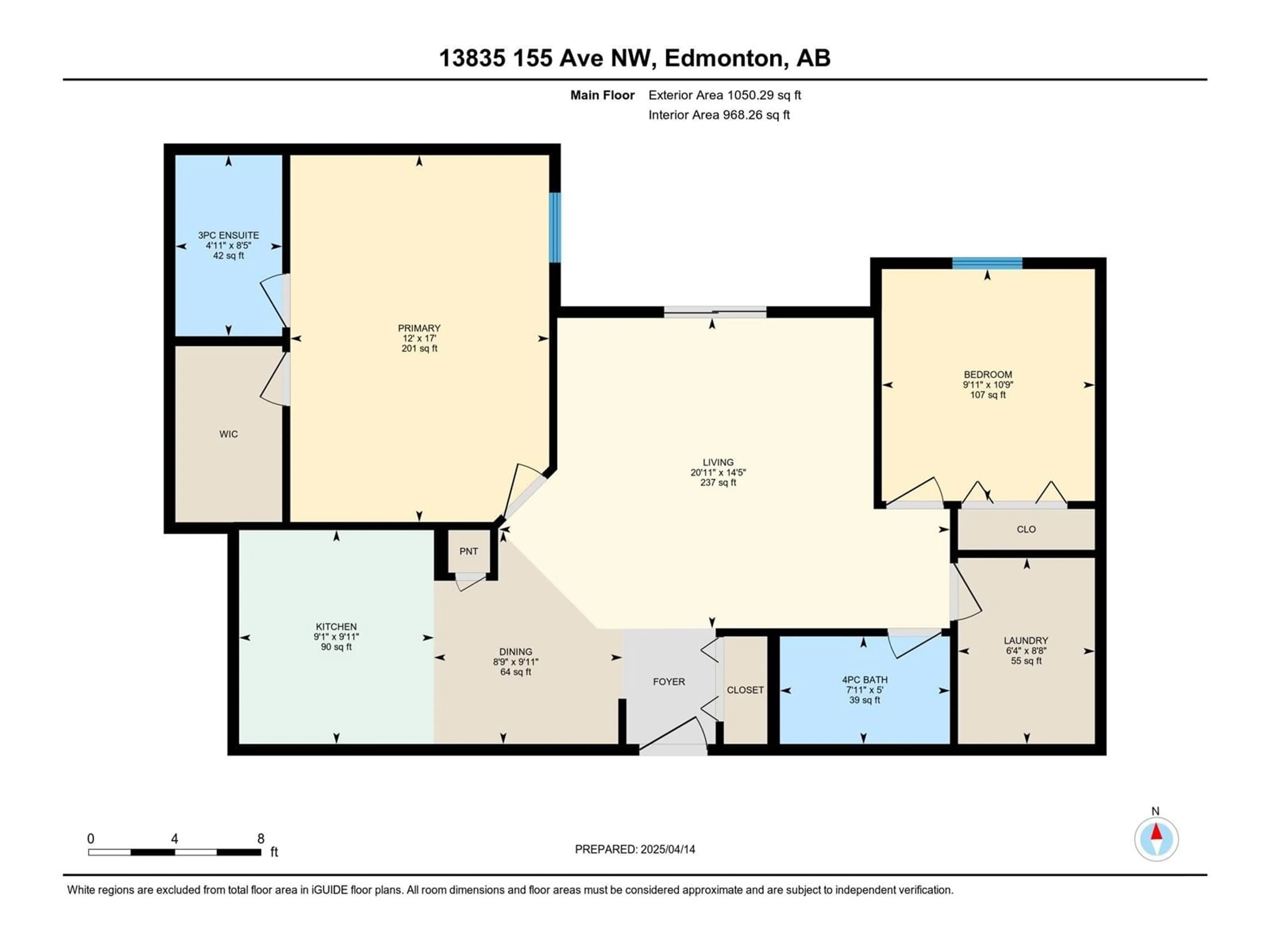 Floor plan for NW - 13835 155 AV, Edmonton Alberta T6V0B7