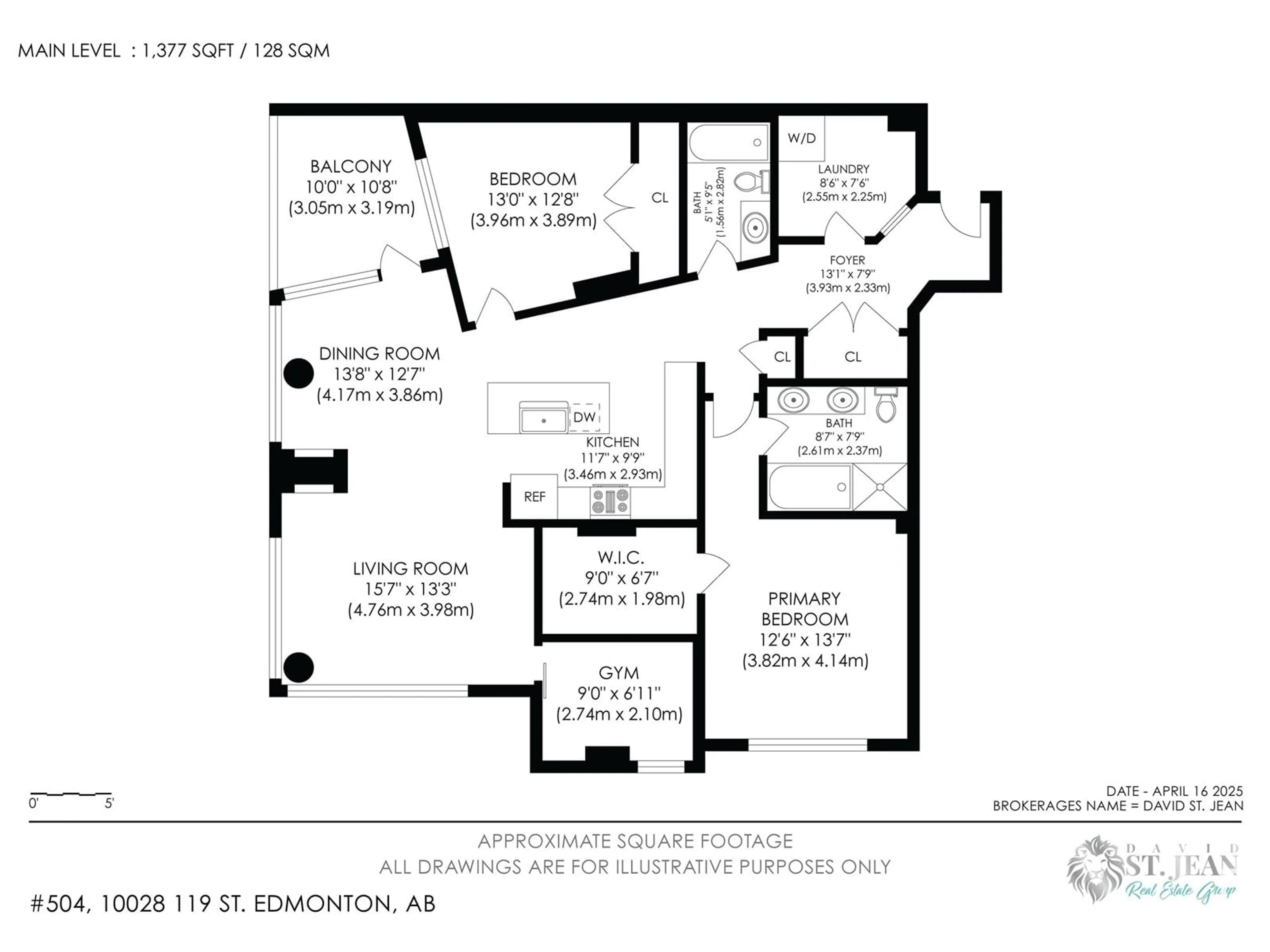 Floor plan for #504 - 10028 119 ST, Edmonton Alberta T5K1Y8