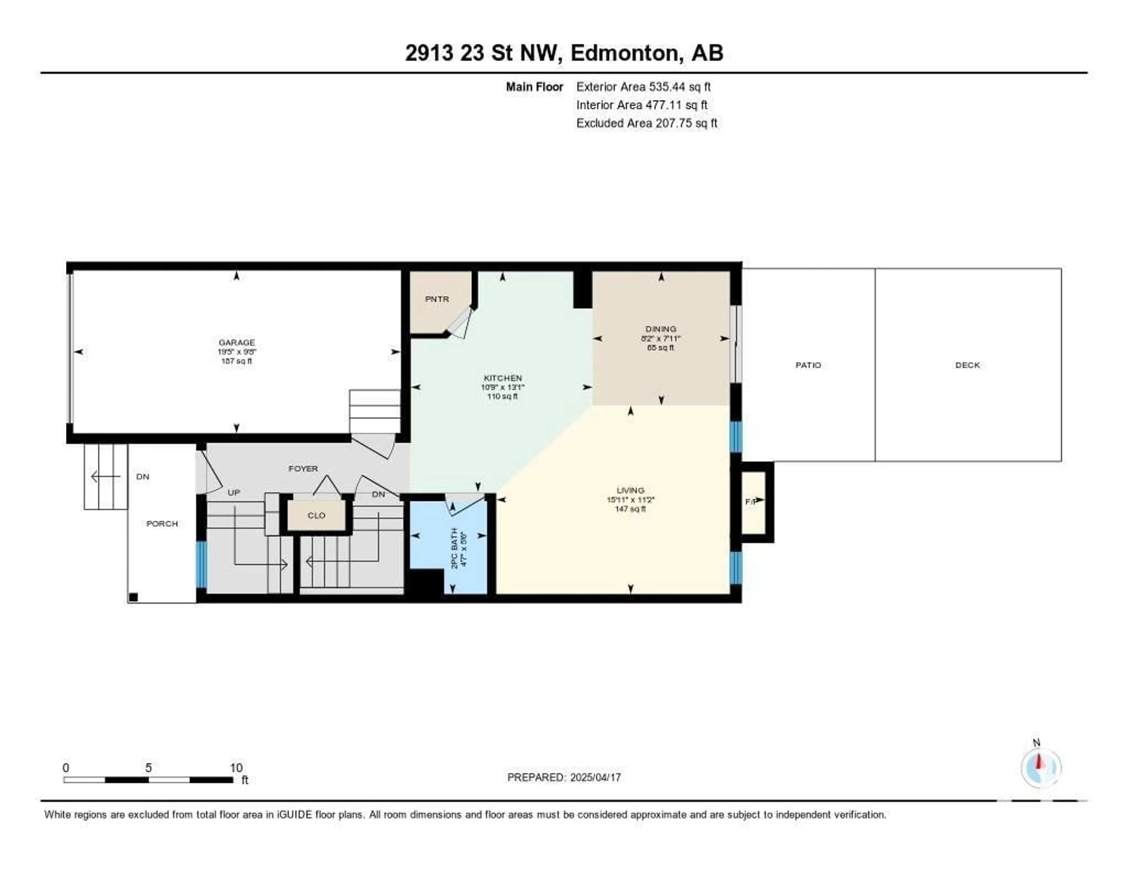 Floor plan for NW - 2913 23 ST, Edmonton Alberta T6T2B2