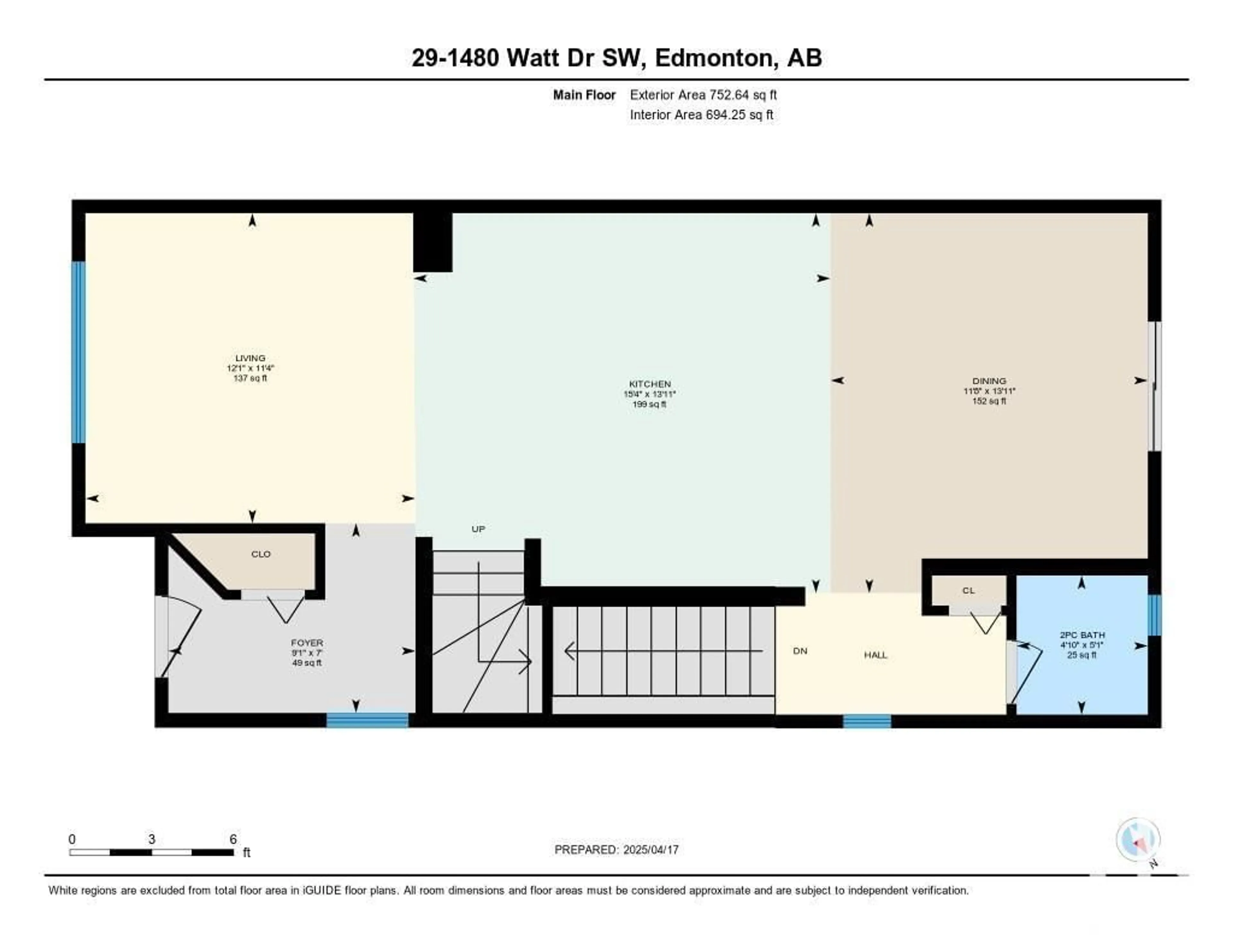 Floor plan for 29 - 1480 WATT DR, Edmonton Alberta T6X2G7
