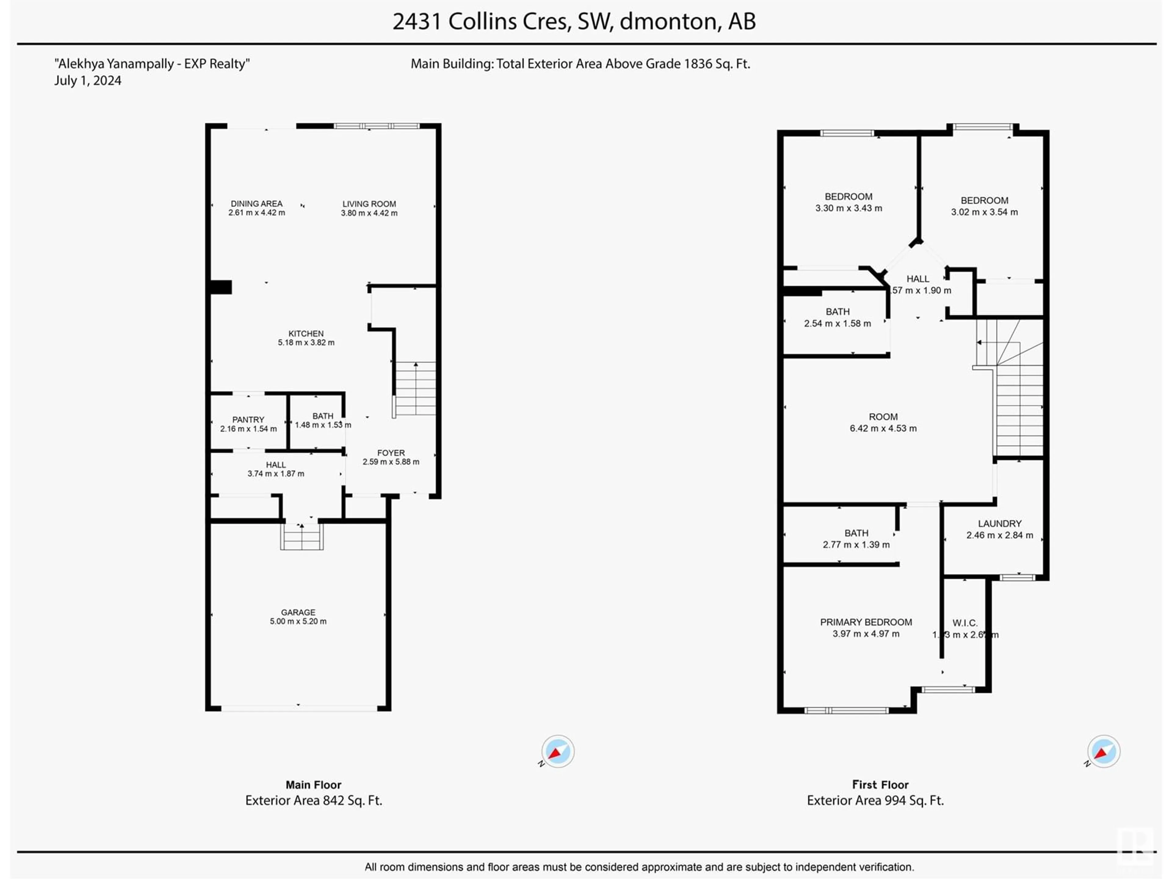 Floor plan for SW - 2731 COLLINS CR, Edmonton Alberta T6W3X4