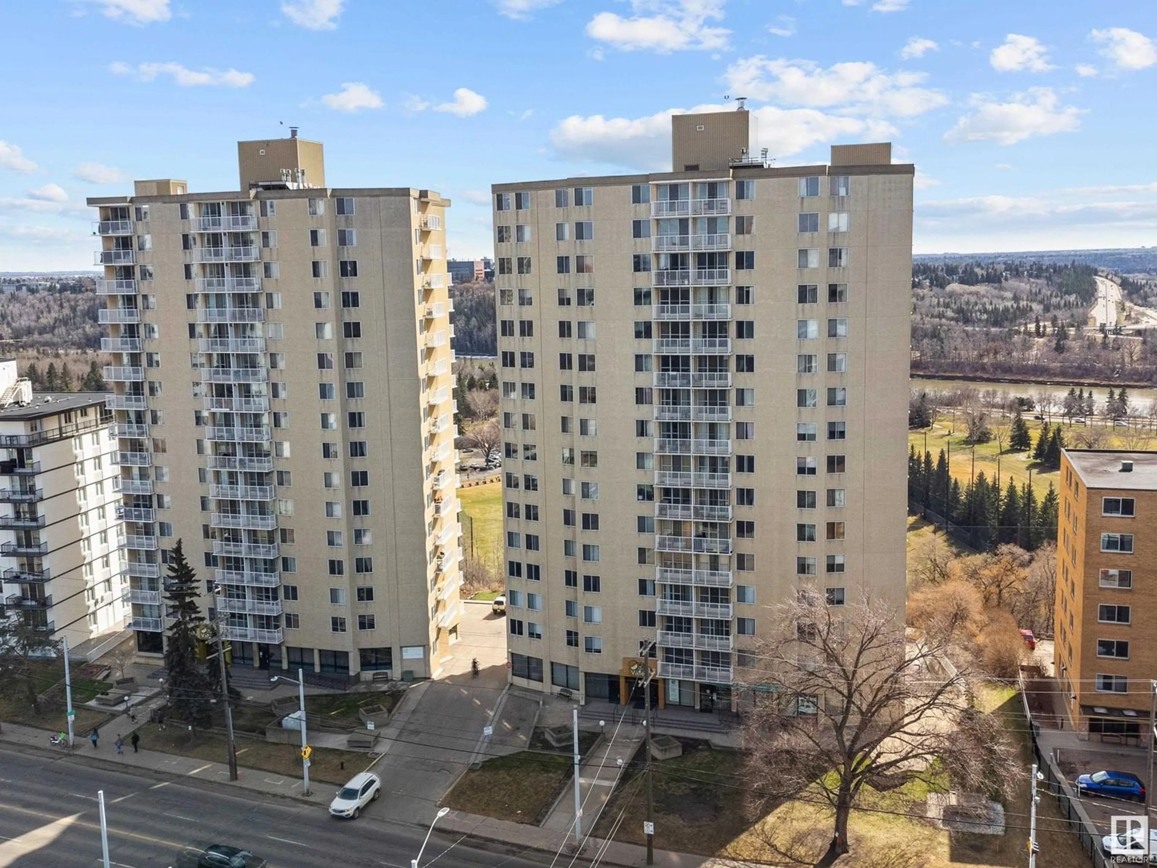A pic from outside/outdoor area/front of a property/back of a property/a pic from drone, city buildings view from balcony for 1601 - 12141 JASPER AV, Edmonton Alberta T5N3X8