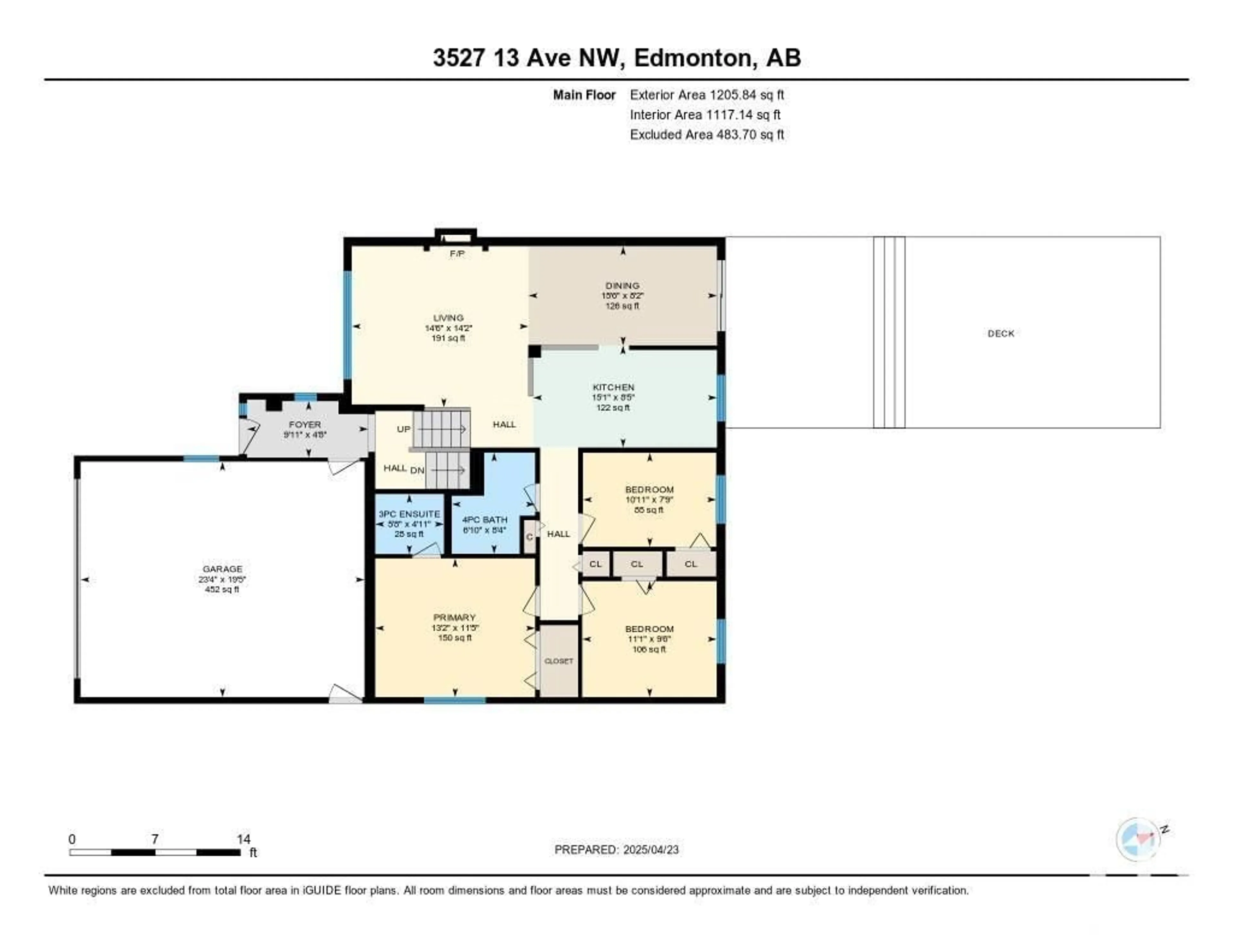 Floor plan for 3527 13 AV, Edmonton Alberta T6L2M1