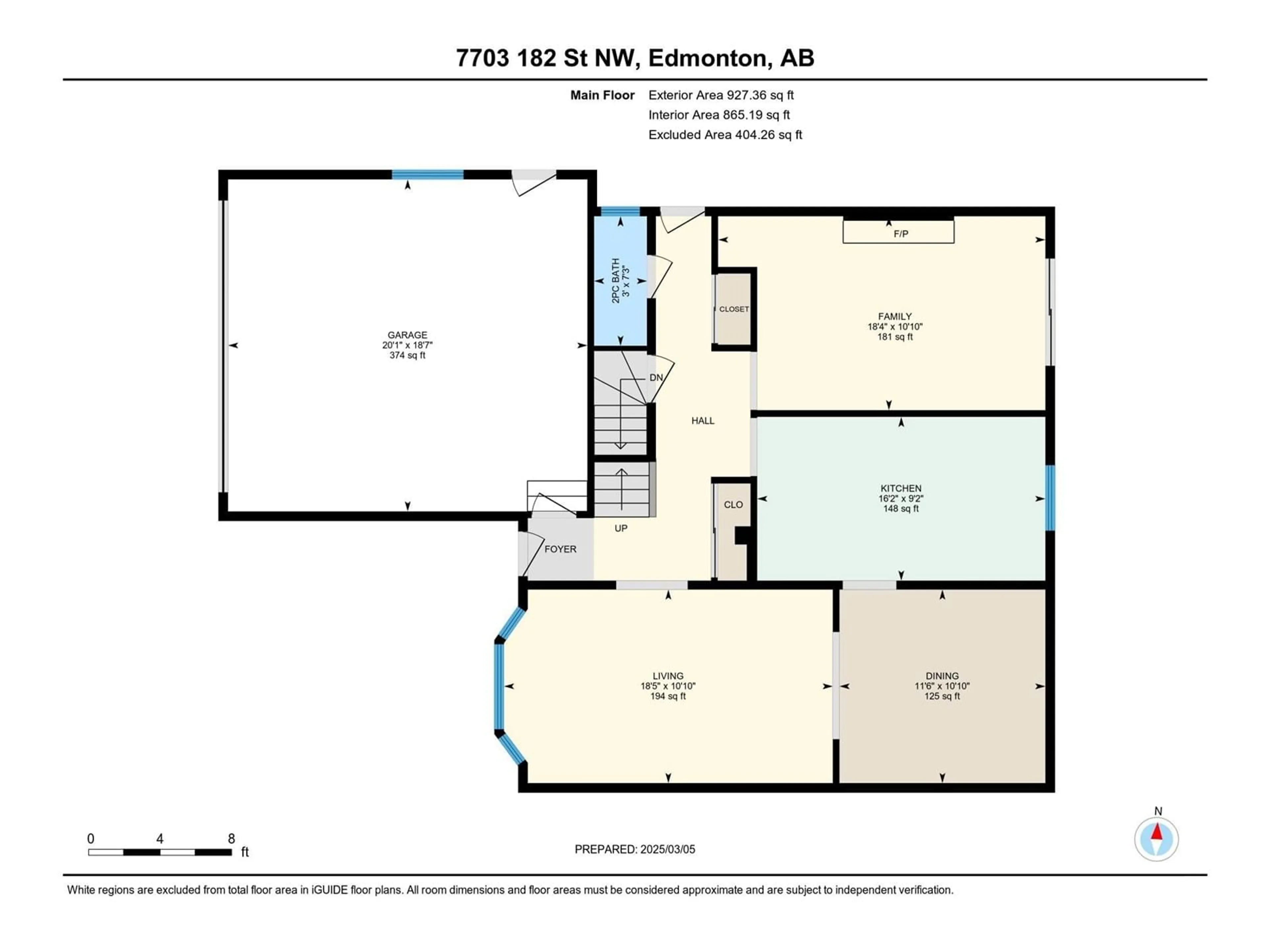 Floor plan for 7703 182 ST, Edmonton Alberta T5T1Z6