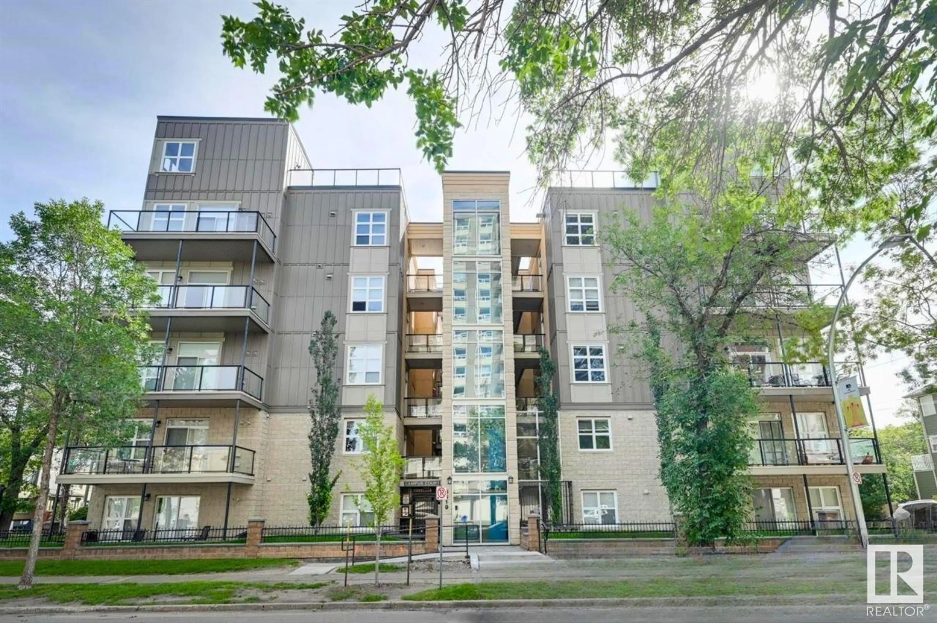 Patio, street for #403 - 8619 111 ST, Edmonton Alberta T6W2W1