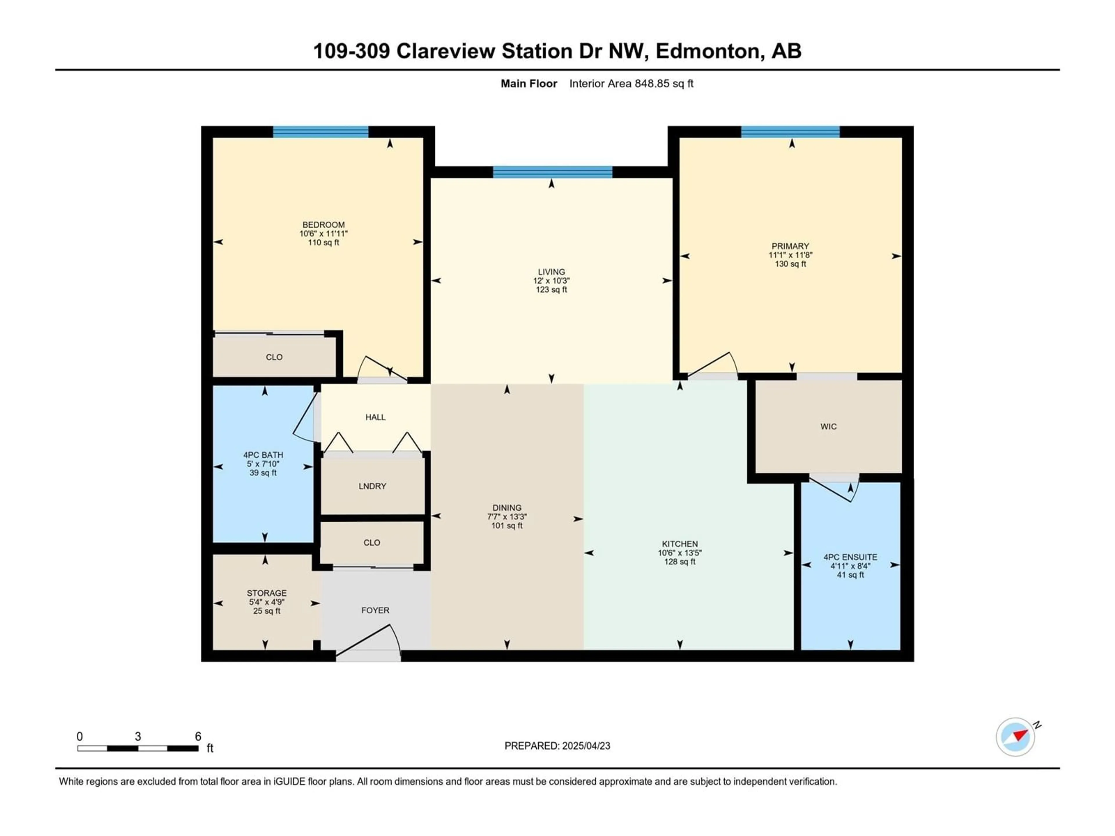 Floor plan for #109 - 309 CLAREVIEW STATION DR, Edmonton Alberta T5Y0C5