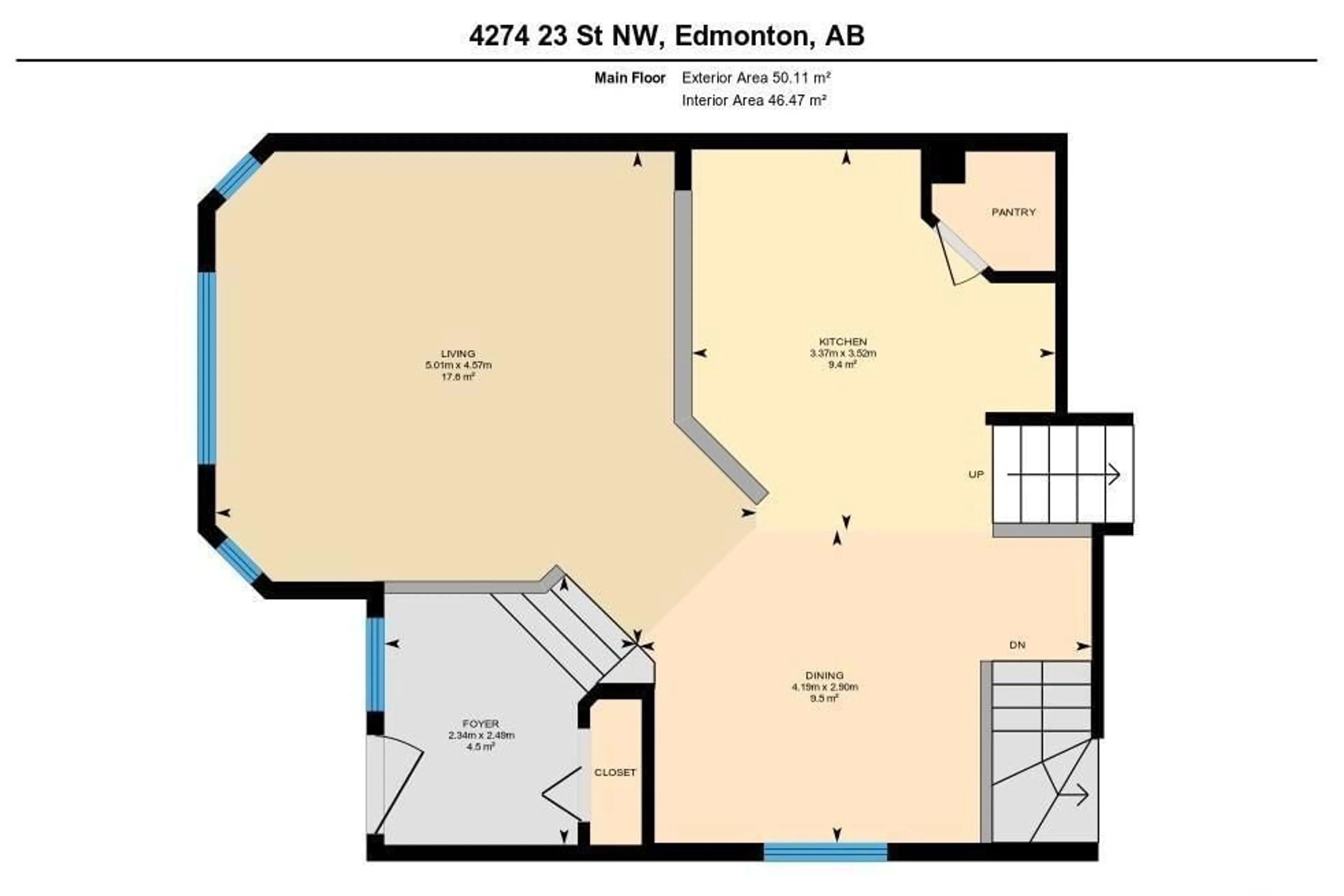 Floor plan for 4274 23 ST, Edmonton Alberta T6T1M1