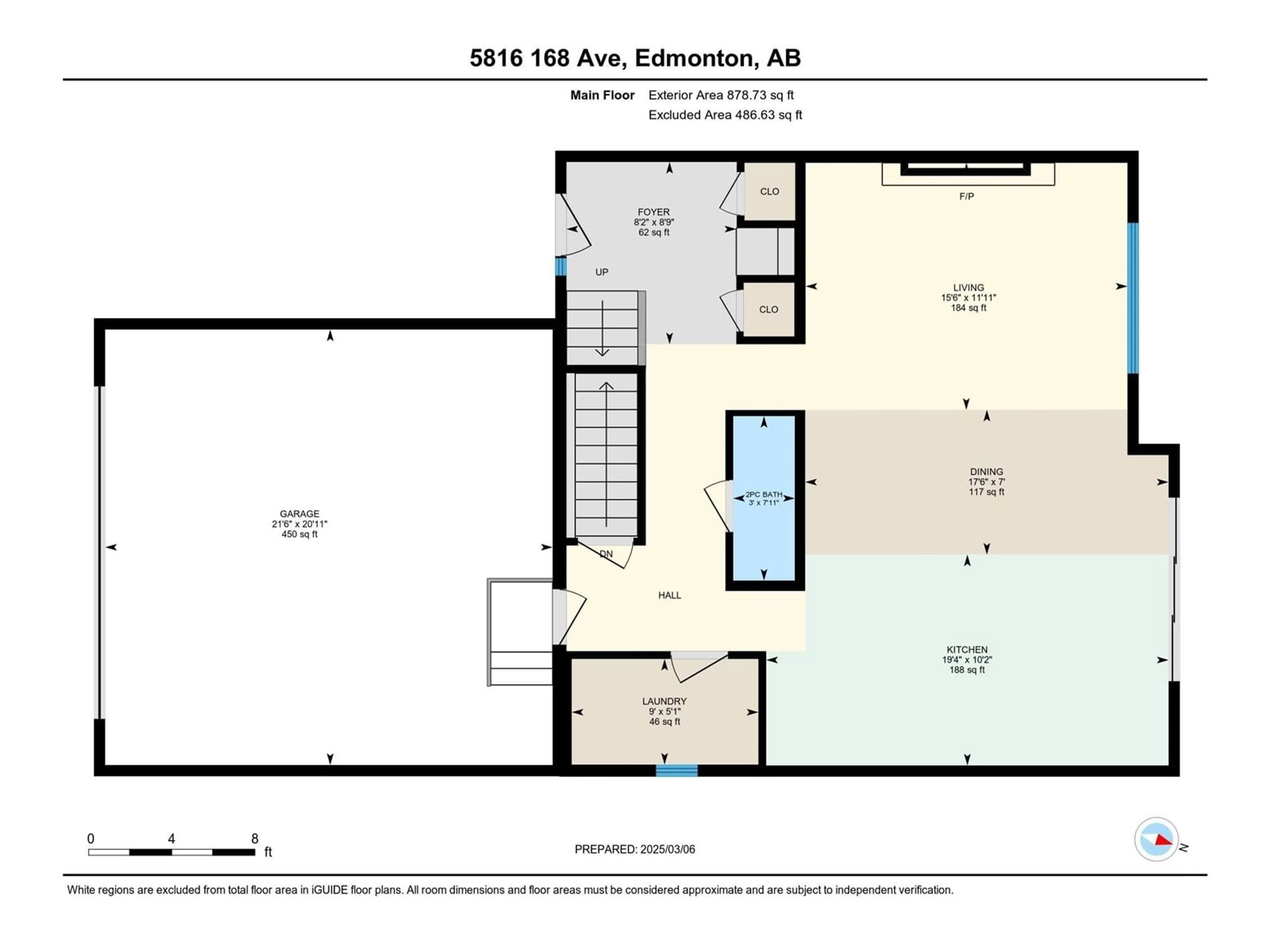 Floor plan for 5816 168 AV, Edmonton Alberta T5Y0K6