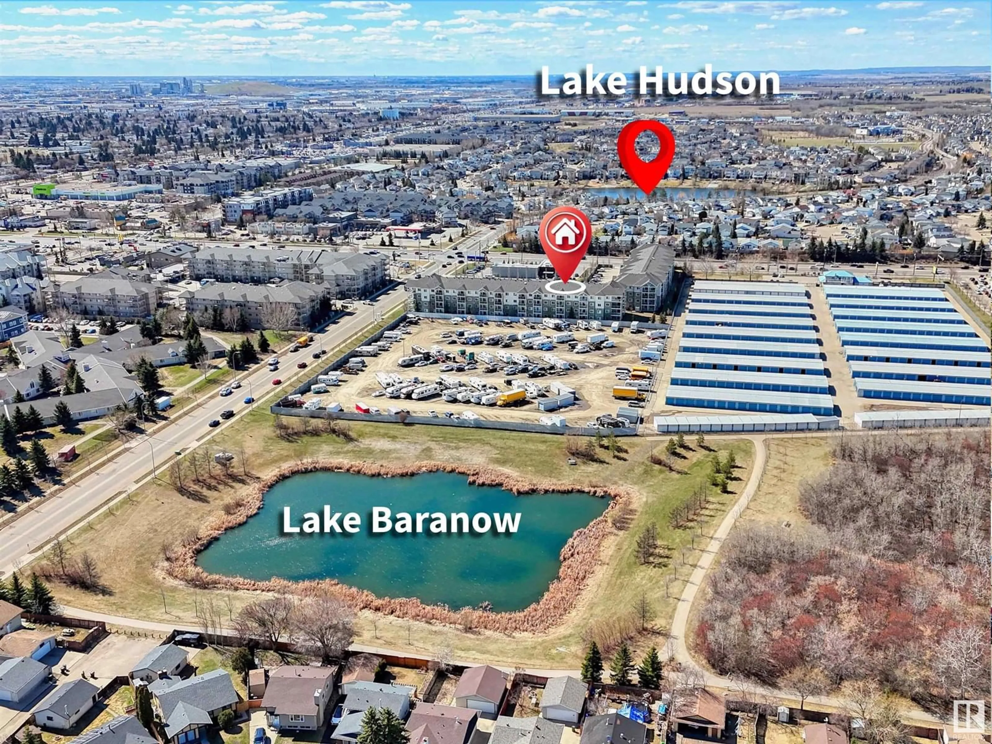 A pic from outside/outdoor area/front of a property/back of a property/a pic from drone, water/lake/river/ocean view for #103 - 12650 142 AV NW, Edmonton Alberta T5X0J4